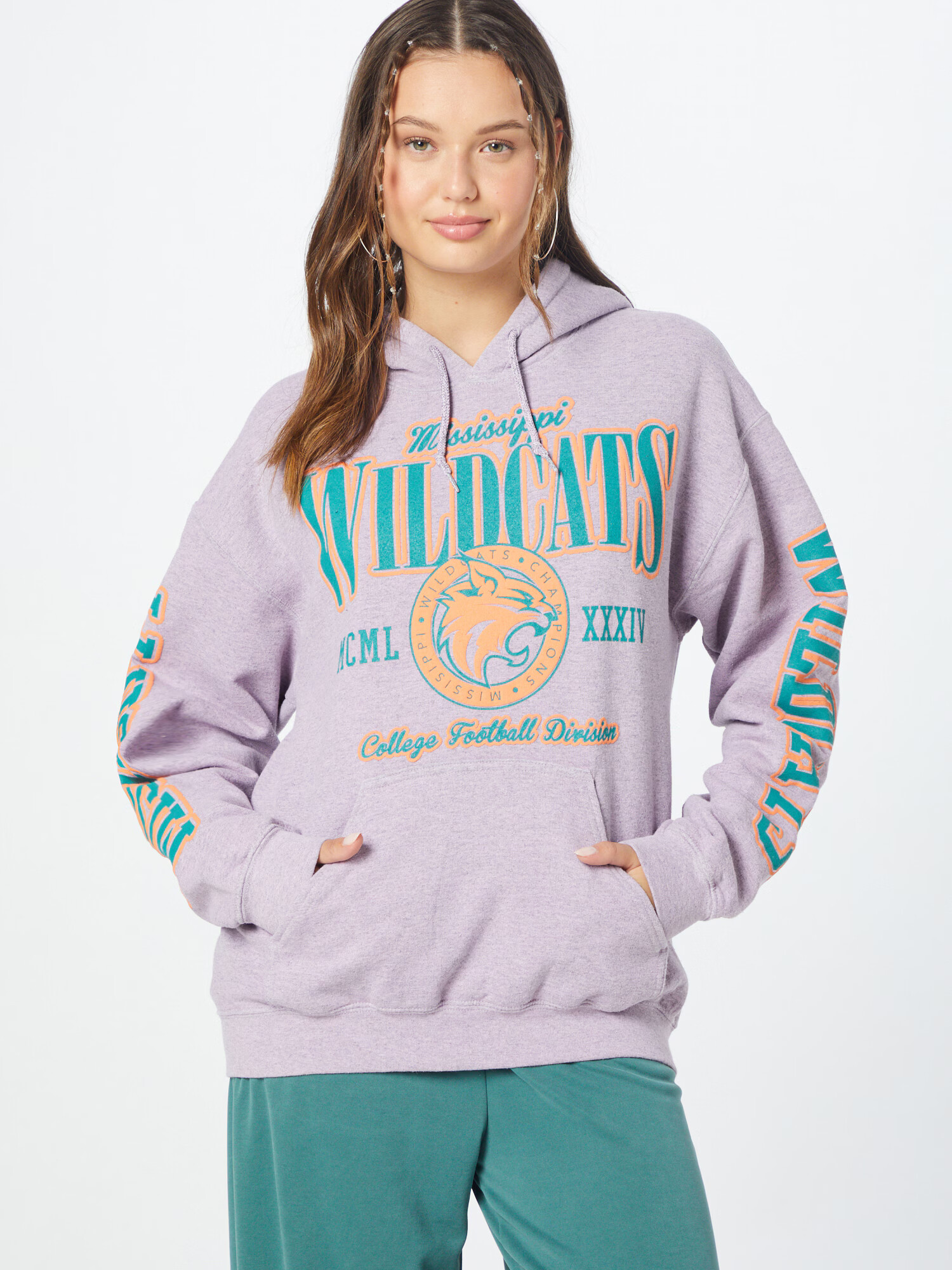 BDG Urban Outfitters Majica 'WILDCATS' petrol / oranžna / pegasto roza - Pepit.si