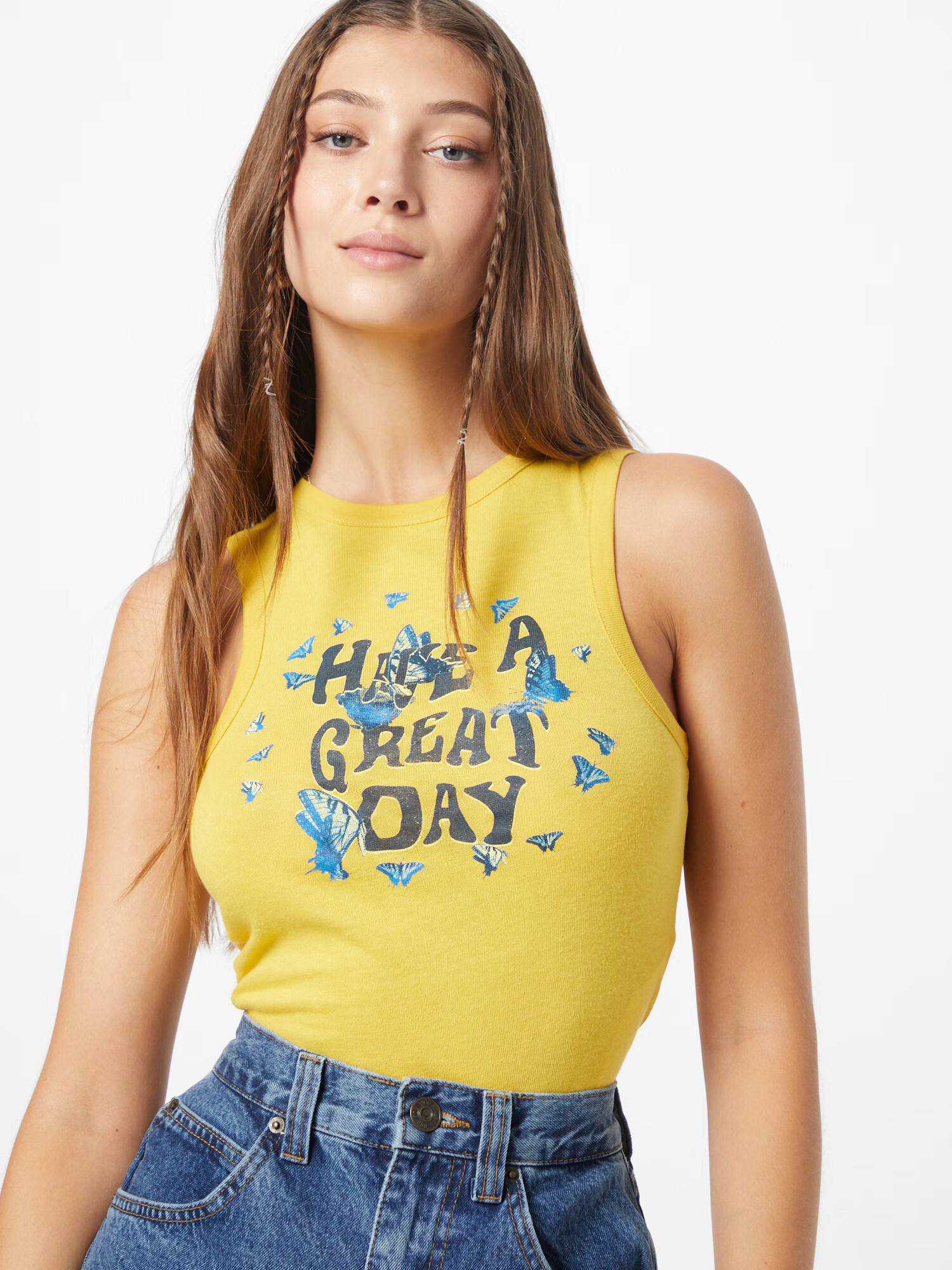 BDG Urban Outfitters Top bež / modra / rumena / črna - Pepit.si