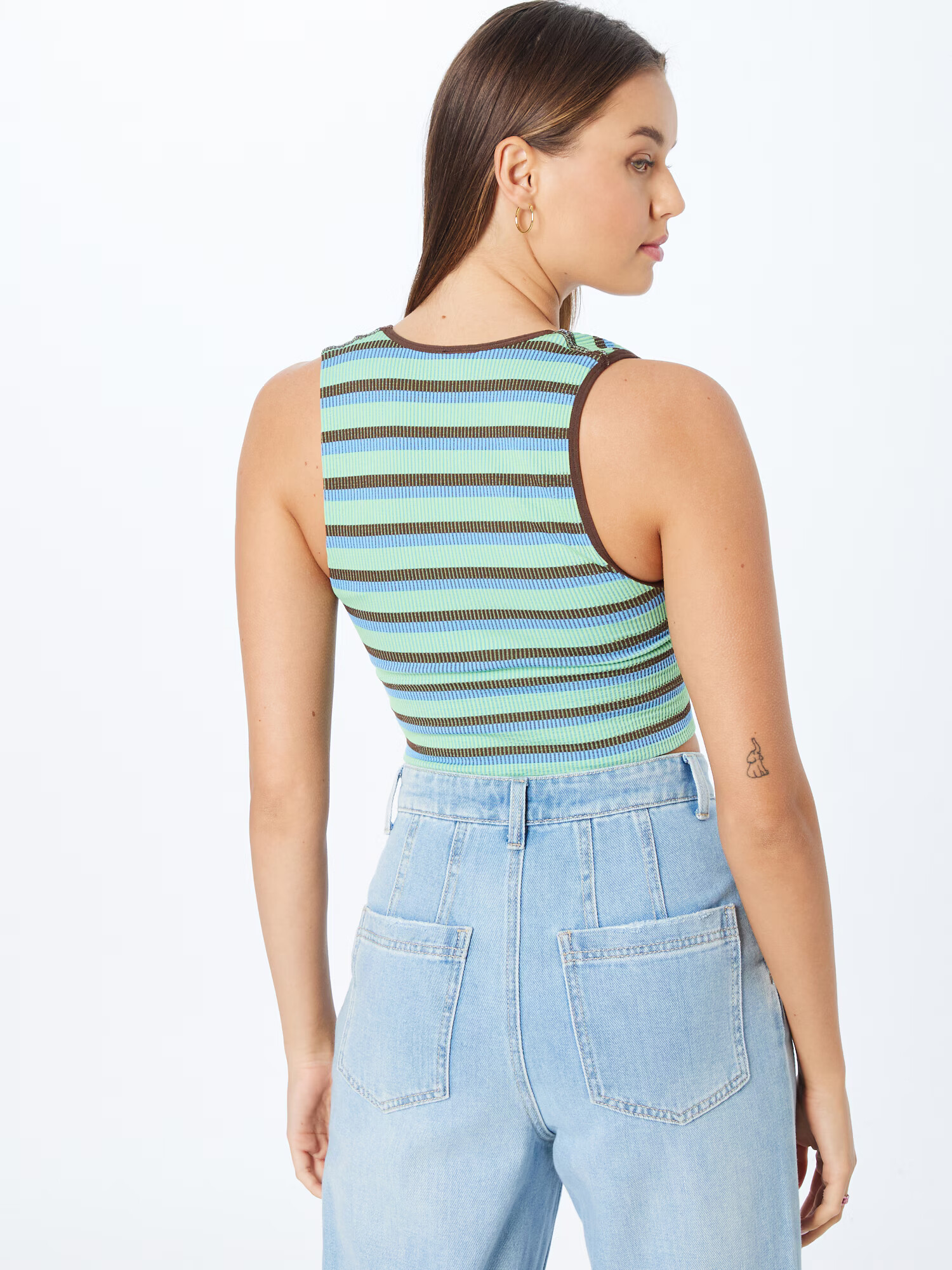 BDG Urban Outfitters Top 'JOSIE' turkizna / temno rjava / svetlo zelena - Pepit.si