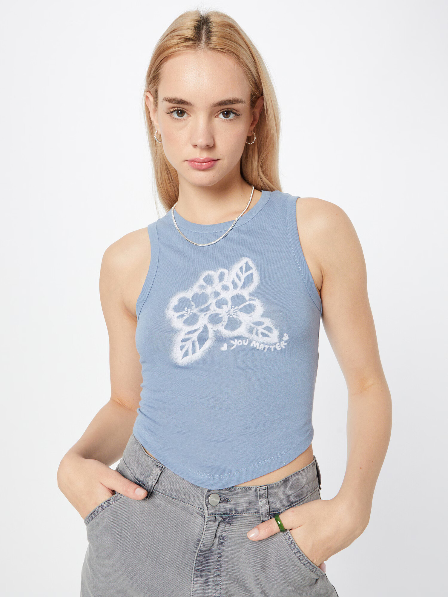 BDG Urban Outfitters Top 'YOU MATTER' dimno modra / bela - Pepit.si