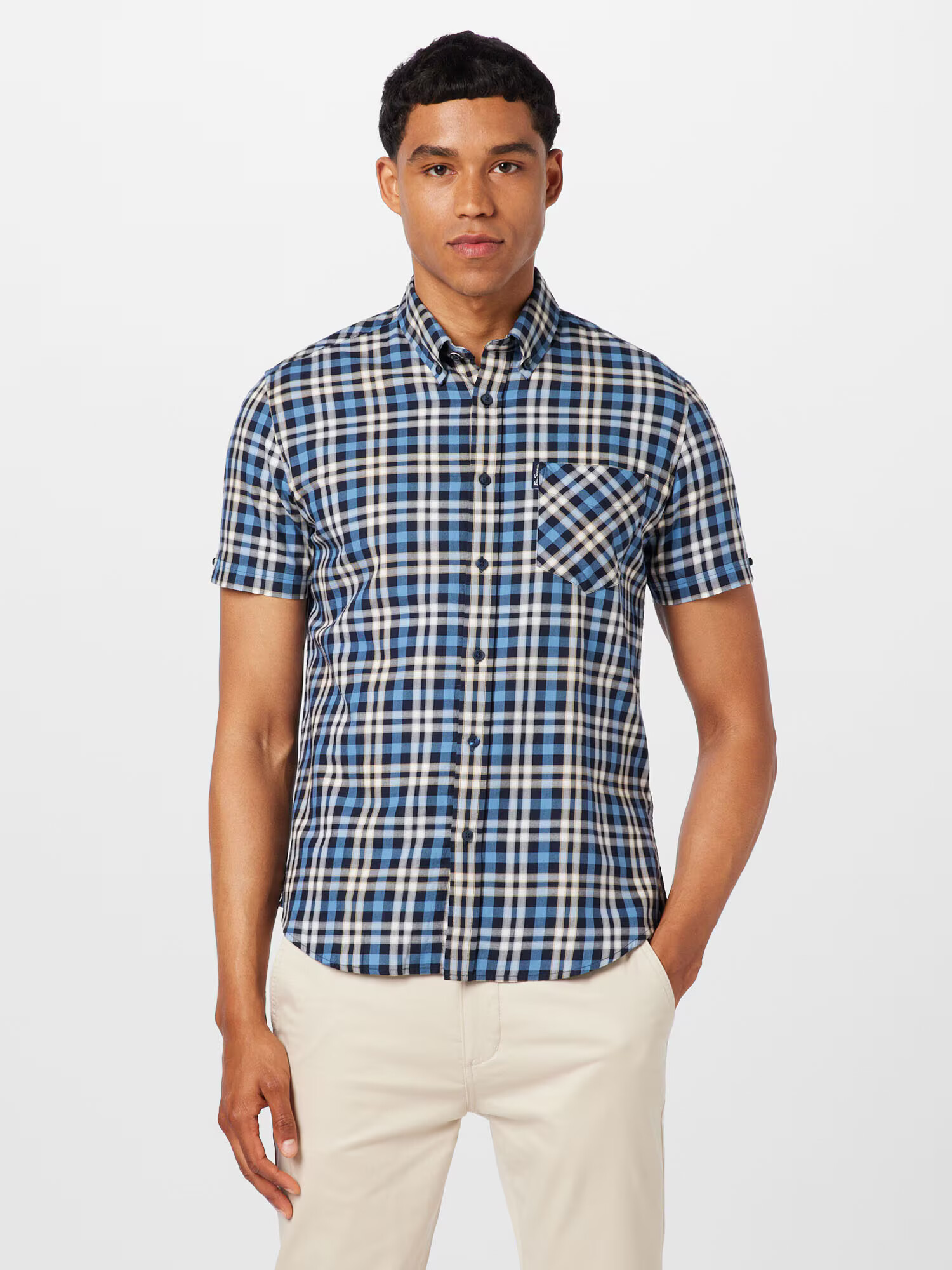 Ben Sherman Srajca 'GINGHAM' modra / nočno modra / bela - Pepit.si