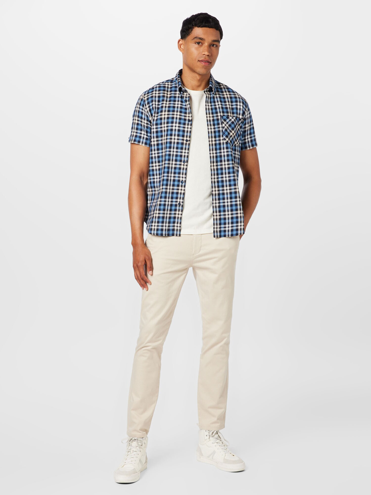 Ben Sherman Srajca 'GINGHAM' modra / nočno modra / bela - Pepit.si