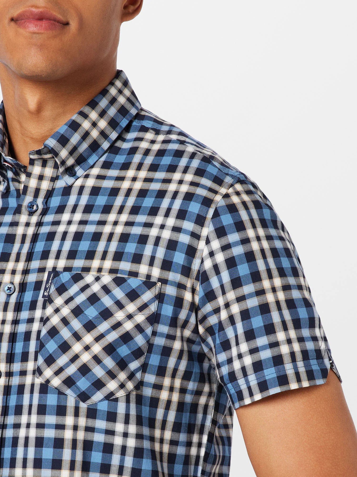 Ben Sherman Srajca 'GINGHAM' modra / nočno modra / bela - Pepit.si