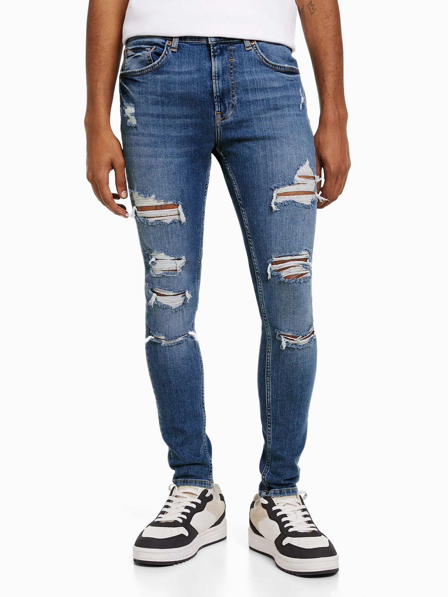 Bershka Kavbojke moder denim - Pepit.si