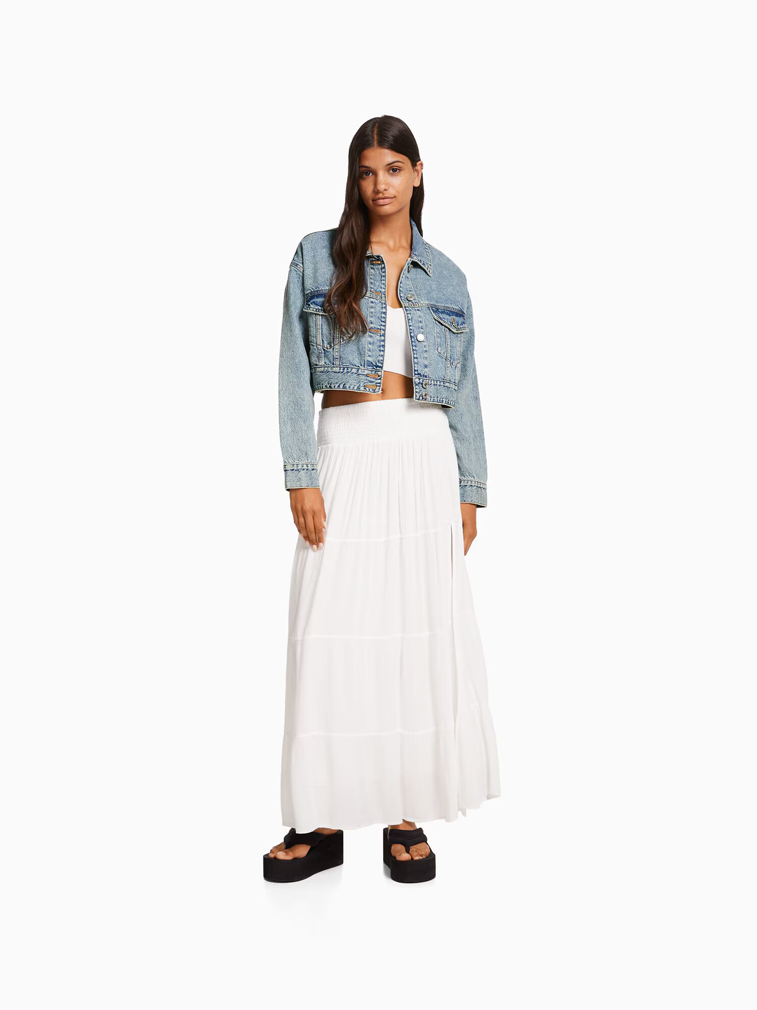 Bershka Prehodna jakna moder denim - Pepit.si