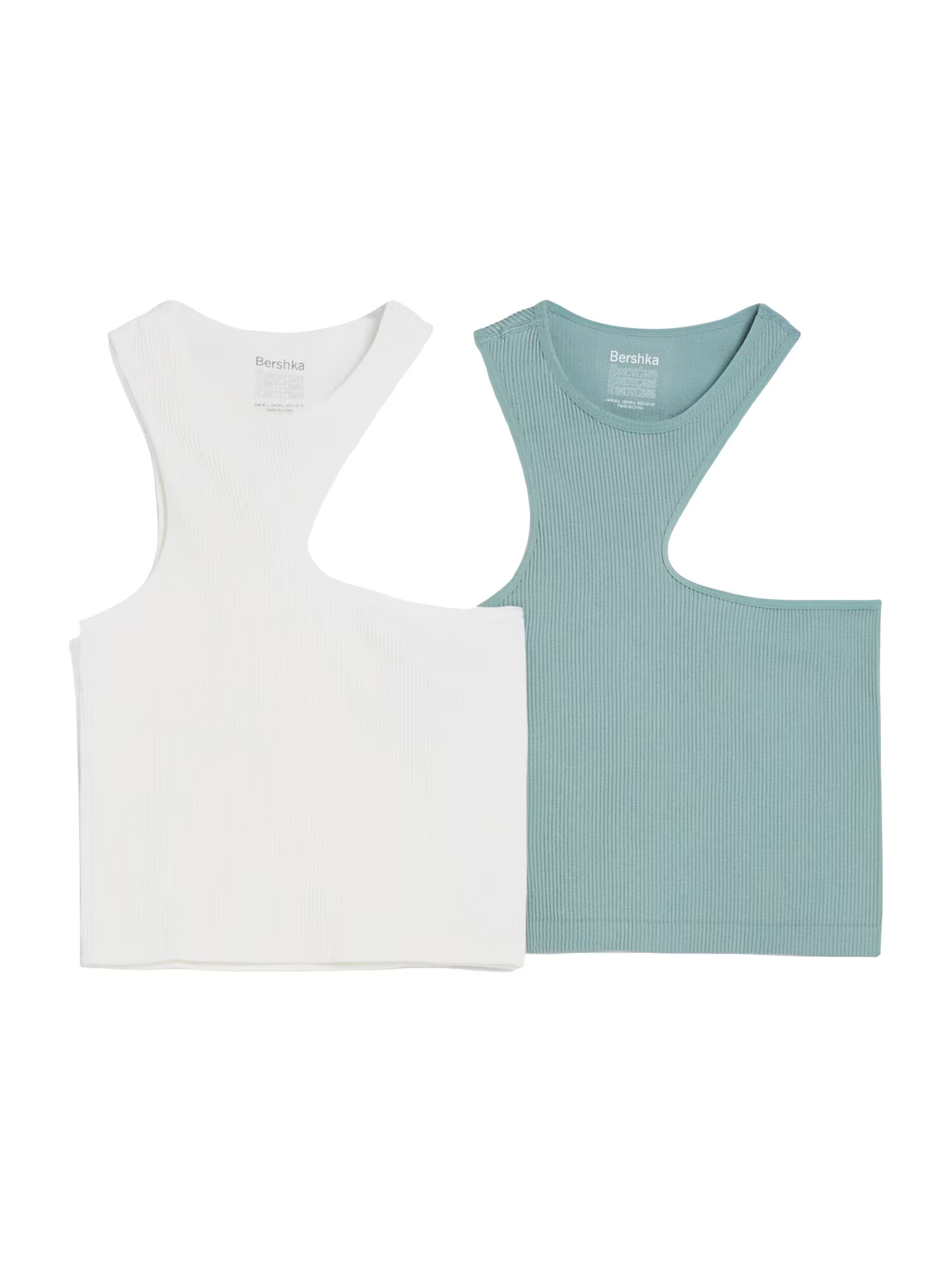 Bershka Top pastelno modra / bela - Pepit.si