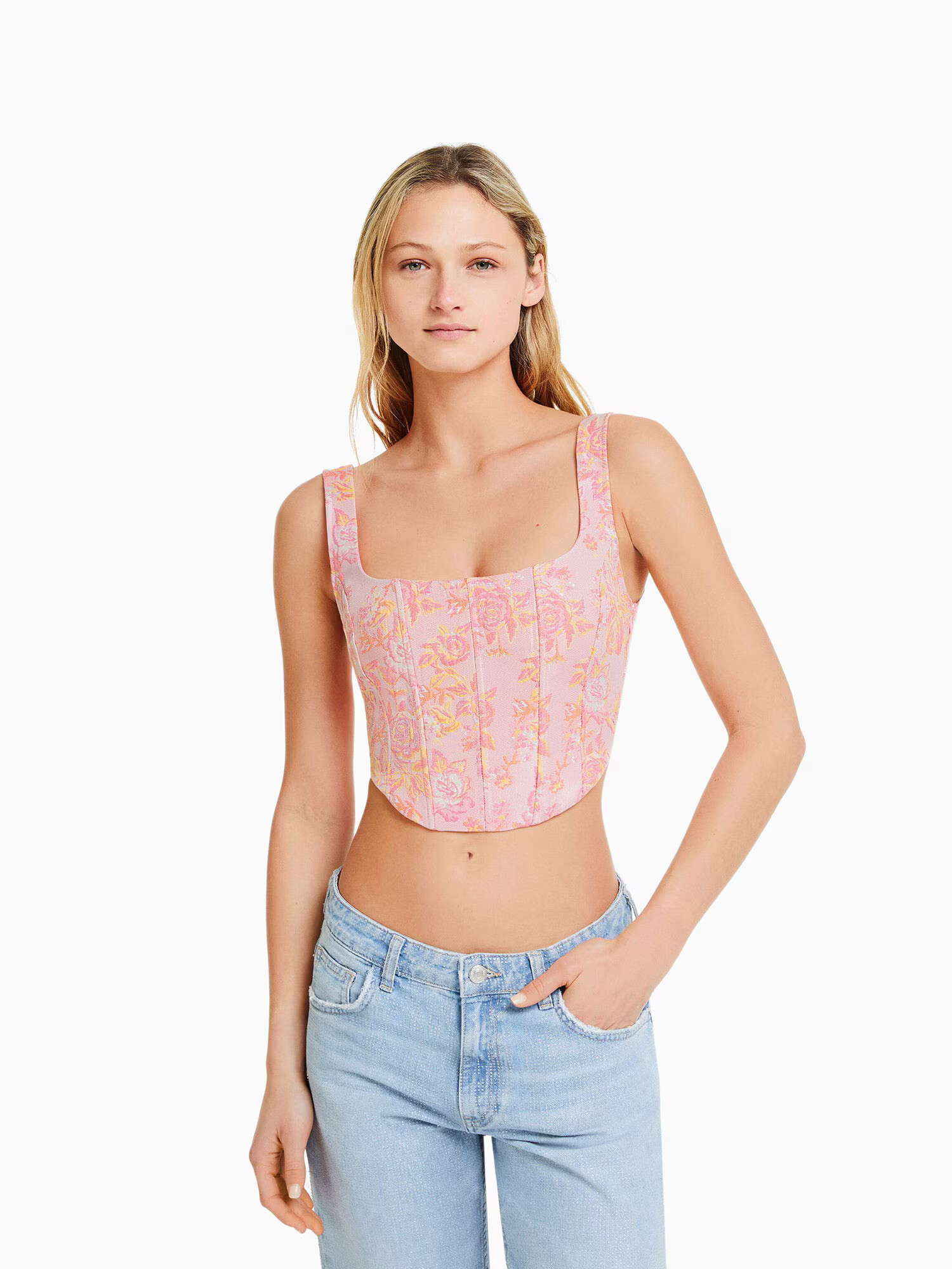 Bershka Top roza - Pepit.si