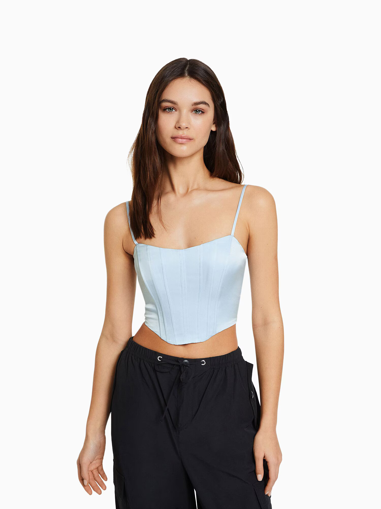 Bershka Top svetlo modra - Pepit.si