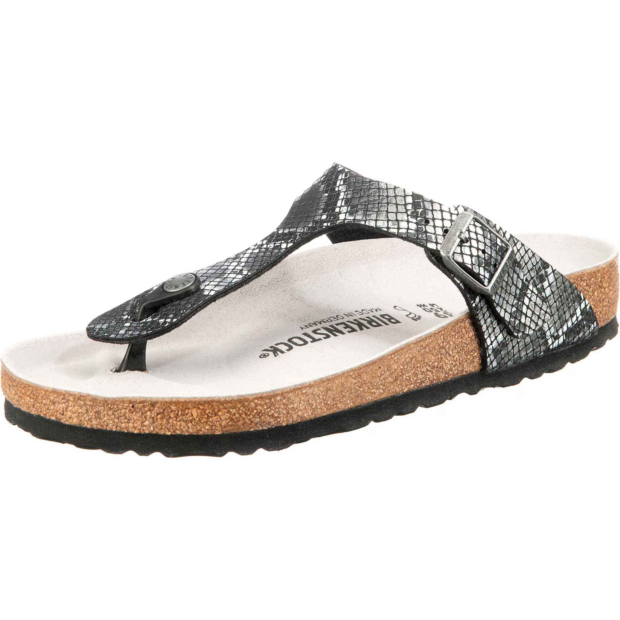 BIRKENSTOCK Japonke 'Gizeh Python' črna / bela / svetlo siva - Pepit.si