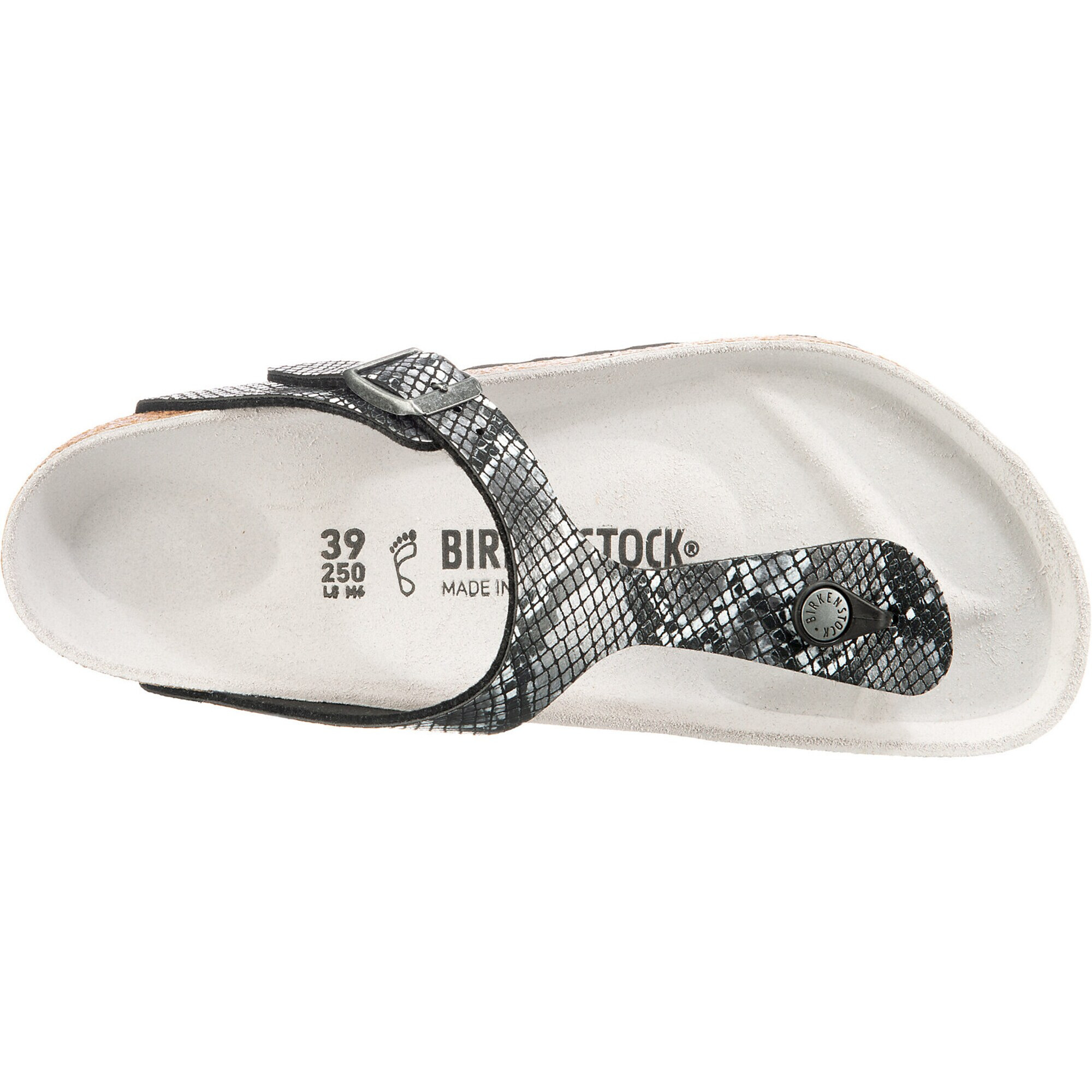 BIRKENSTOCK Japonke 'Gizeh Python' črna / bela / svetlo siva - Pepit.si