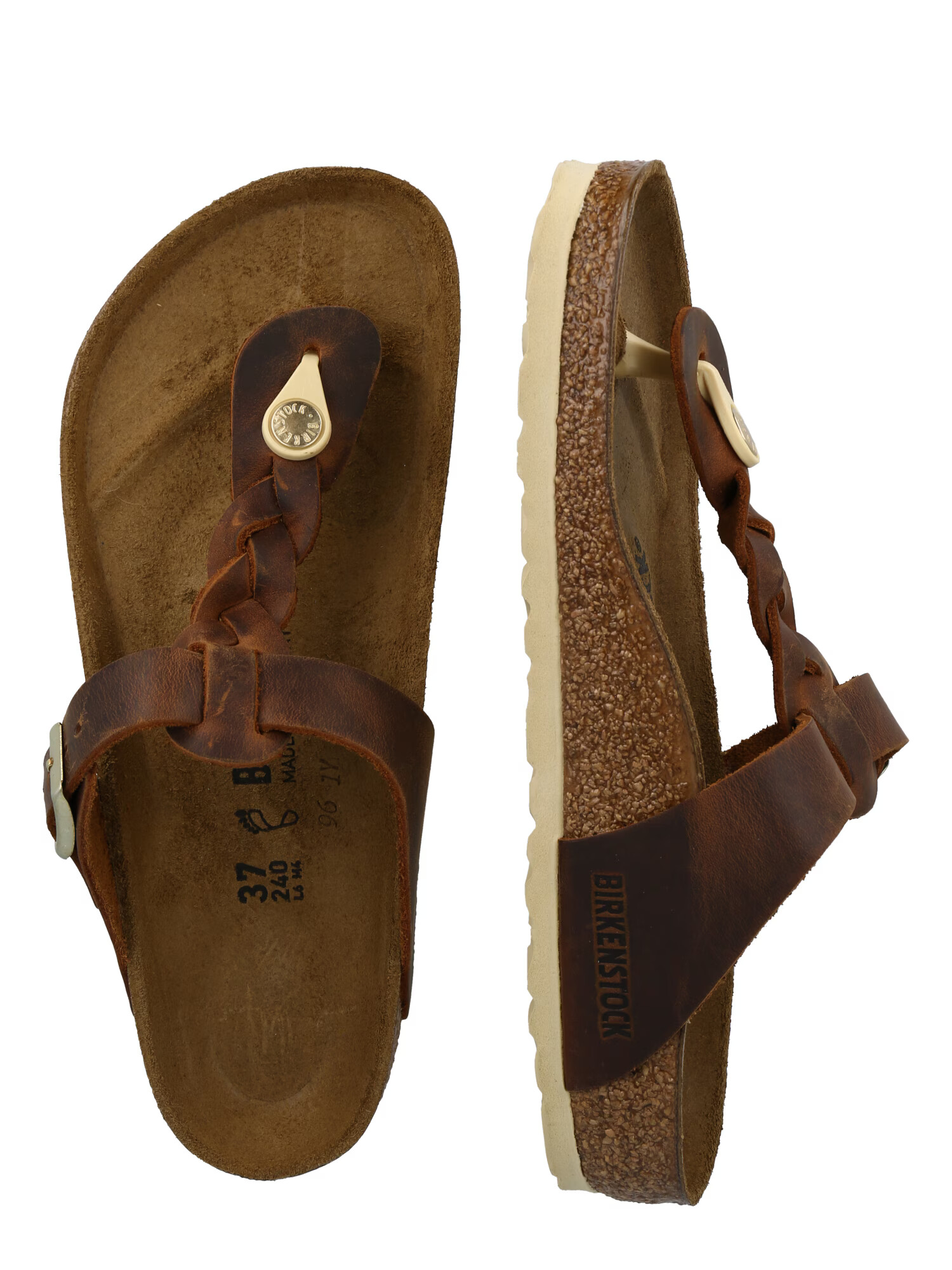 BIRKENSTOCK Japonke 'Gizeh' bež / konjak - Pepit.si