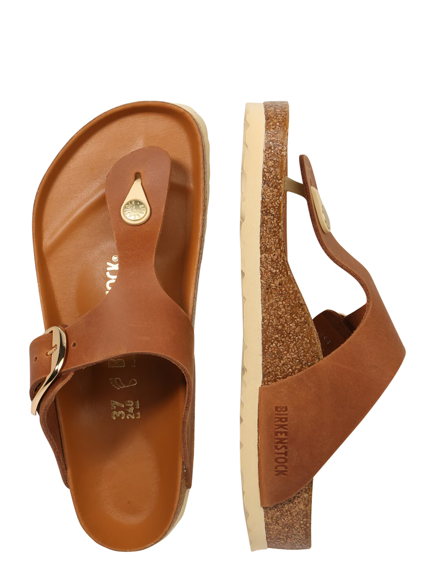 BIRKENSTOCK Japonke 'Gizeh Big Buckle' rjava / zlata - Pepit.si