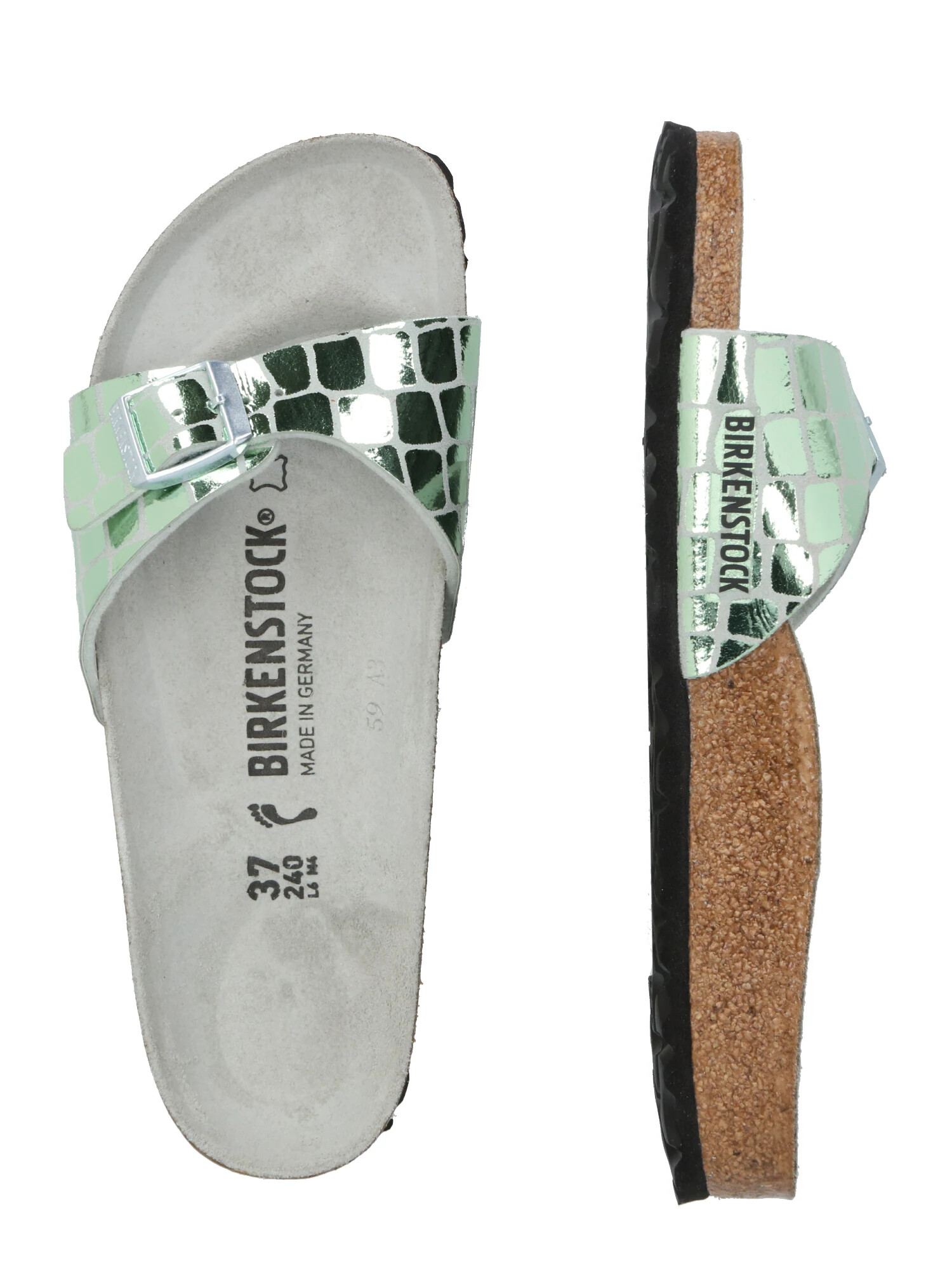 BIRKENSTOCK Nizki natikači 'Madrid Gator Gleam' meta / srebrna - Pepit.si