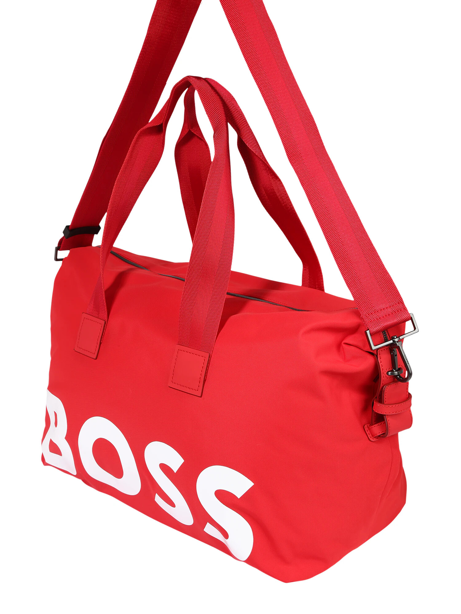 BOSS Black Potovalka za konec tedna 'Catch_Holdall 10230704 01' rdeča / bela - Pepit.si