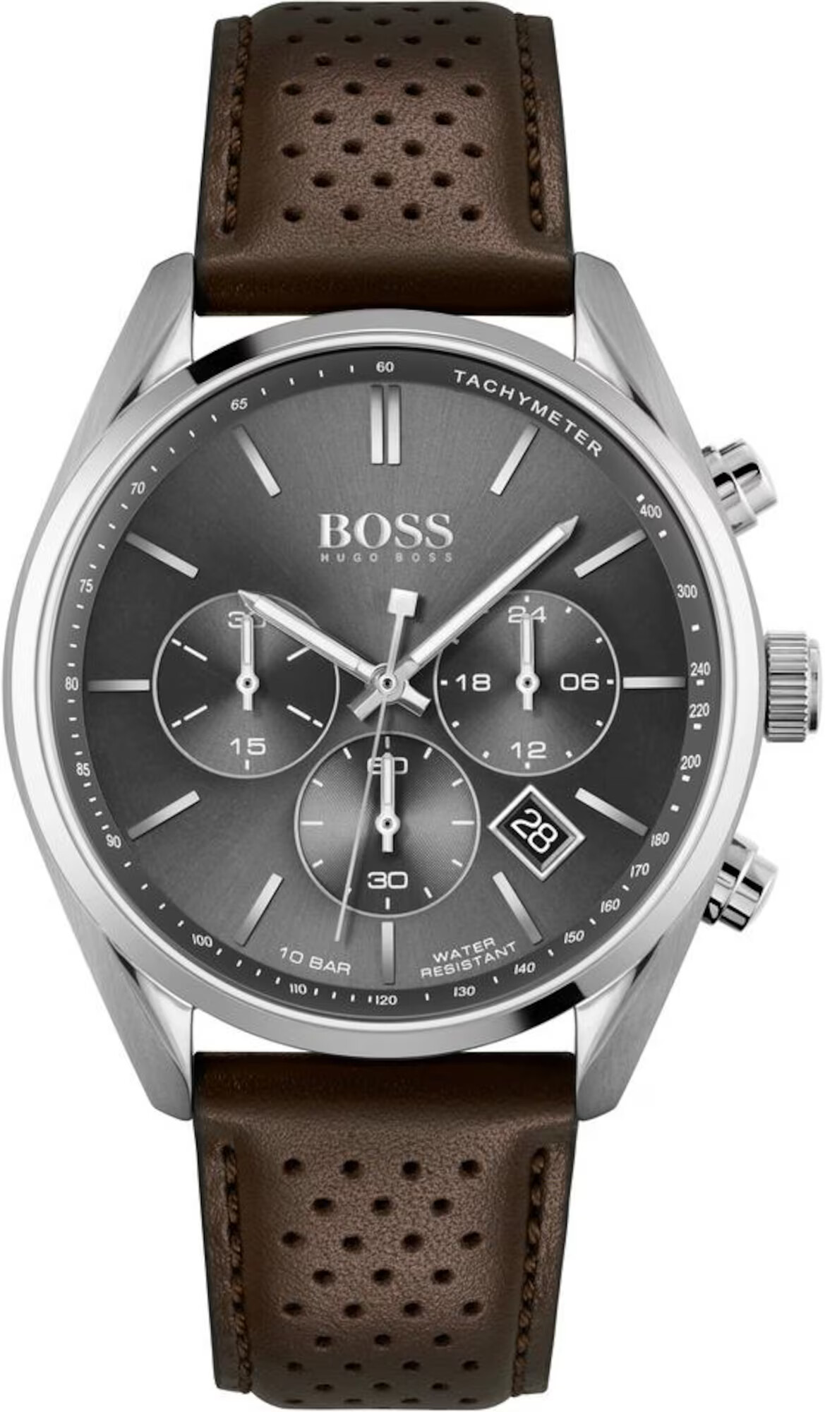 BOSS Casual Analogna ura 'Champion' temno rjava / srebrna / temno siva - Pepit.si