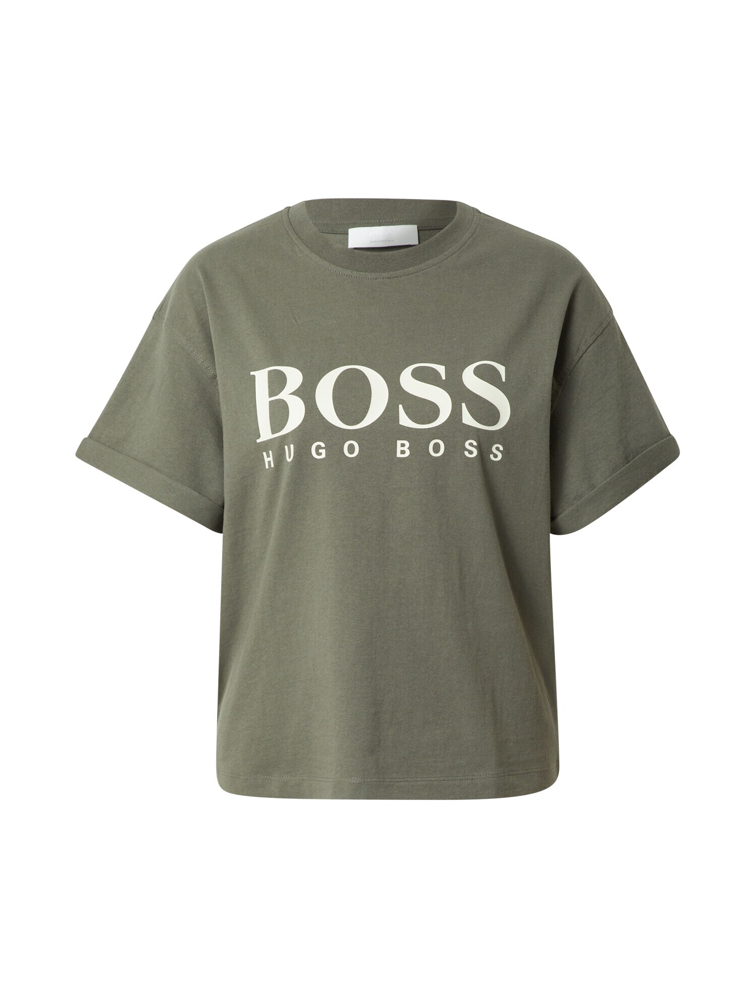 BOSS Casual Majica 'Evina1' kaki / bela - Pepit.si