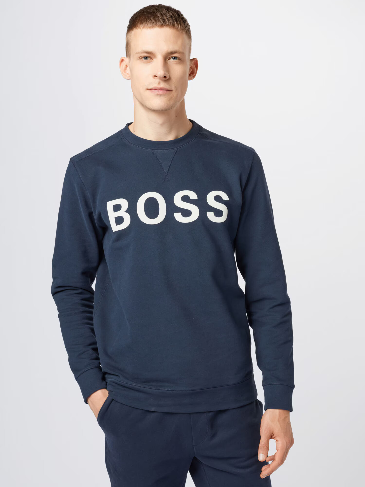 BOSS Orange Majica 'Weefast' temno modra / bela - Pepit.si