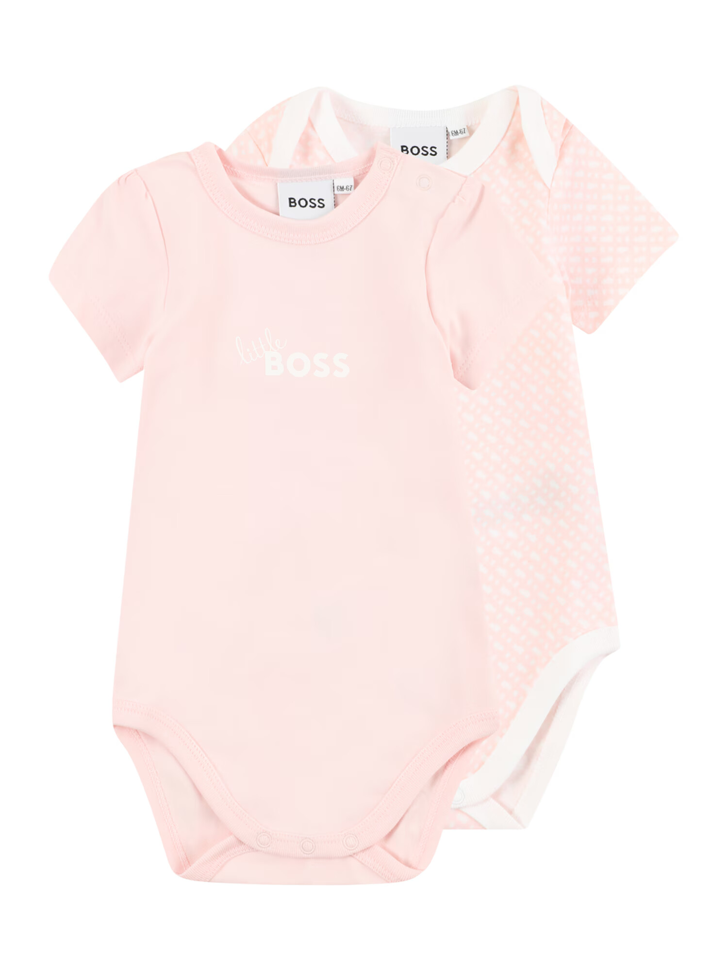 BOSS Kidswear Pajac/bodi svetlo roza / bela - Pepit.si