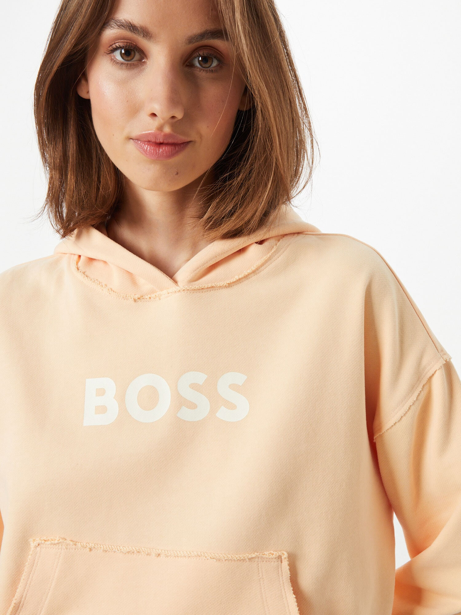 BOSS Orange Majica 'Eshina' marelica / bela - Pepit.si