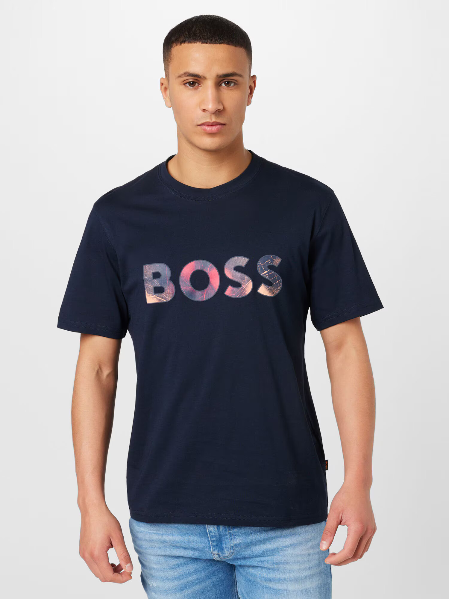 BOSS Orange Majica marine / vijolično modra / roza - Pepit.si