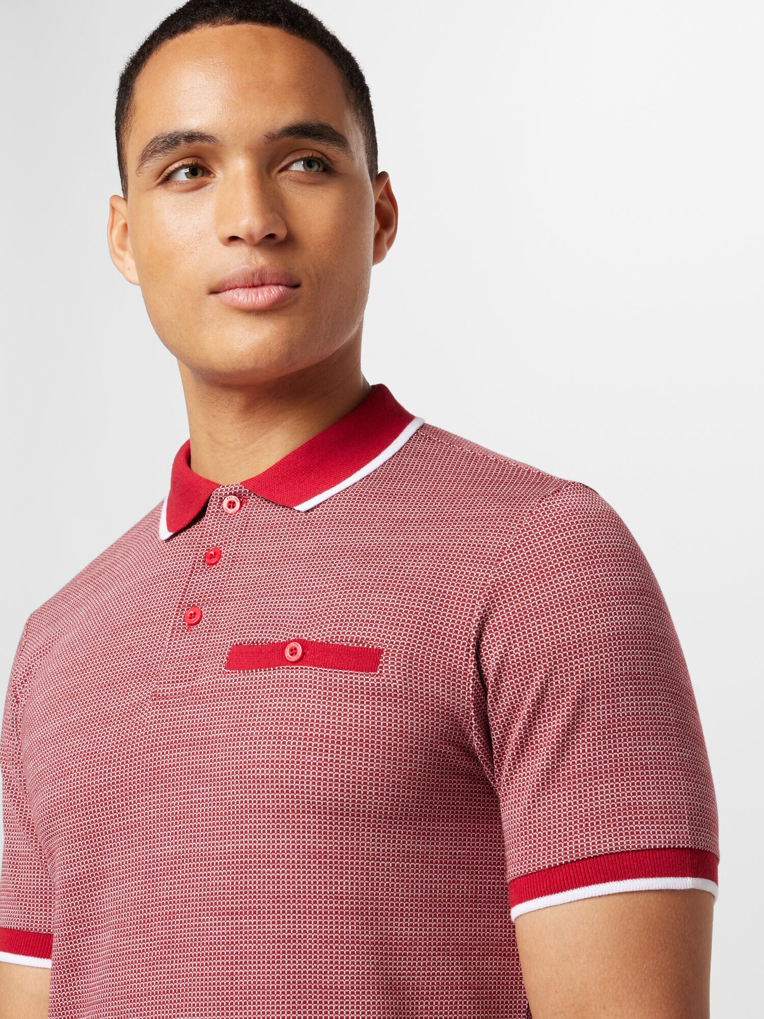 BURTON MENSWEAR LONDON Majica 'Birdseye' burgund / bela - Pepit.si