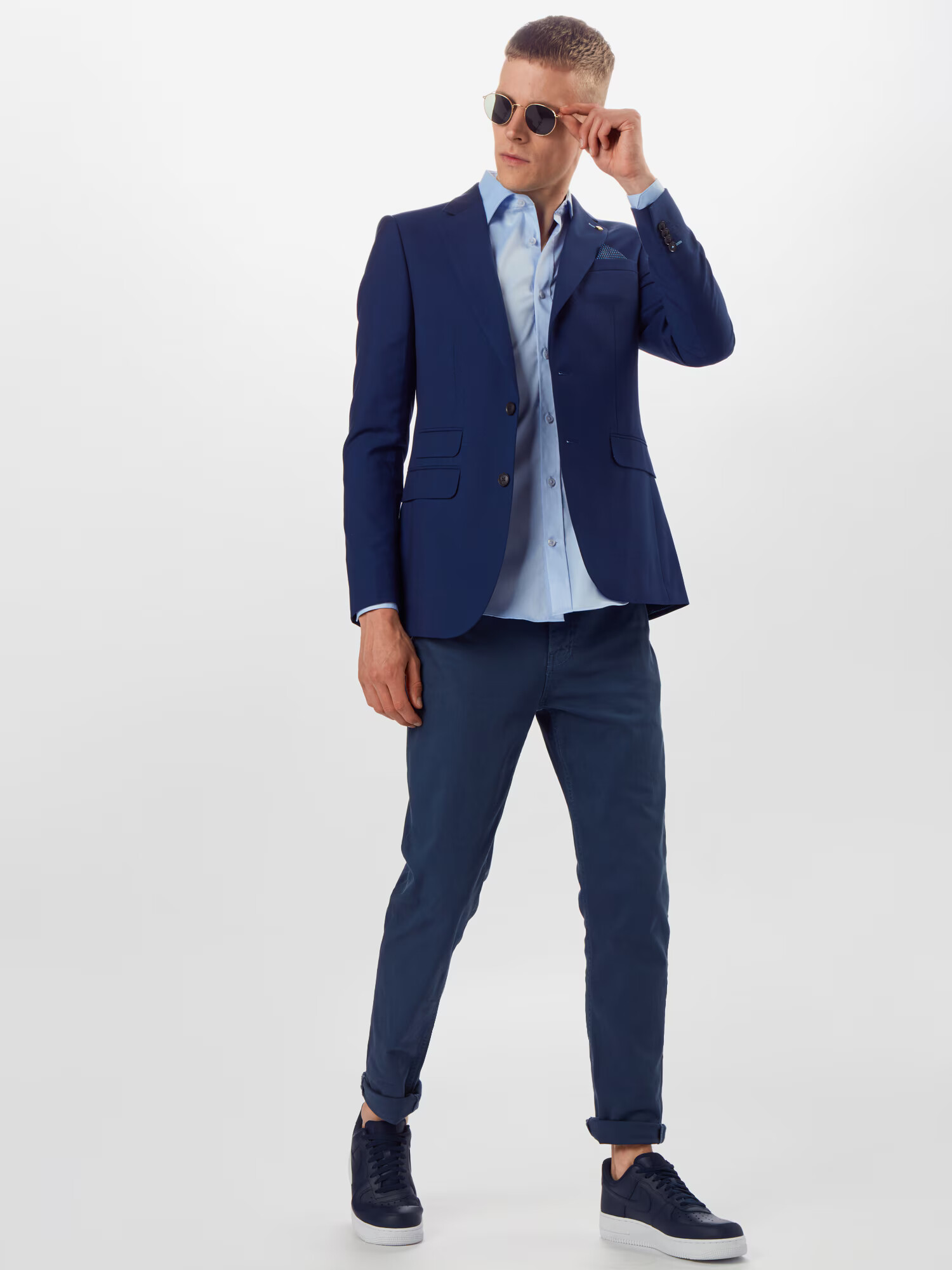 BURTON MENSWEAR LONDON Poslovni suknjič '3 PIECE BLUE SELF CHECK...' mornarska - Pepit.si