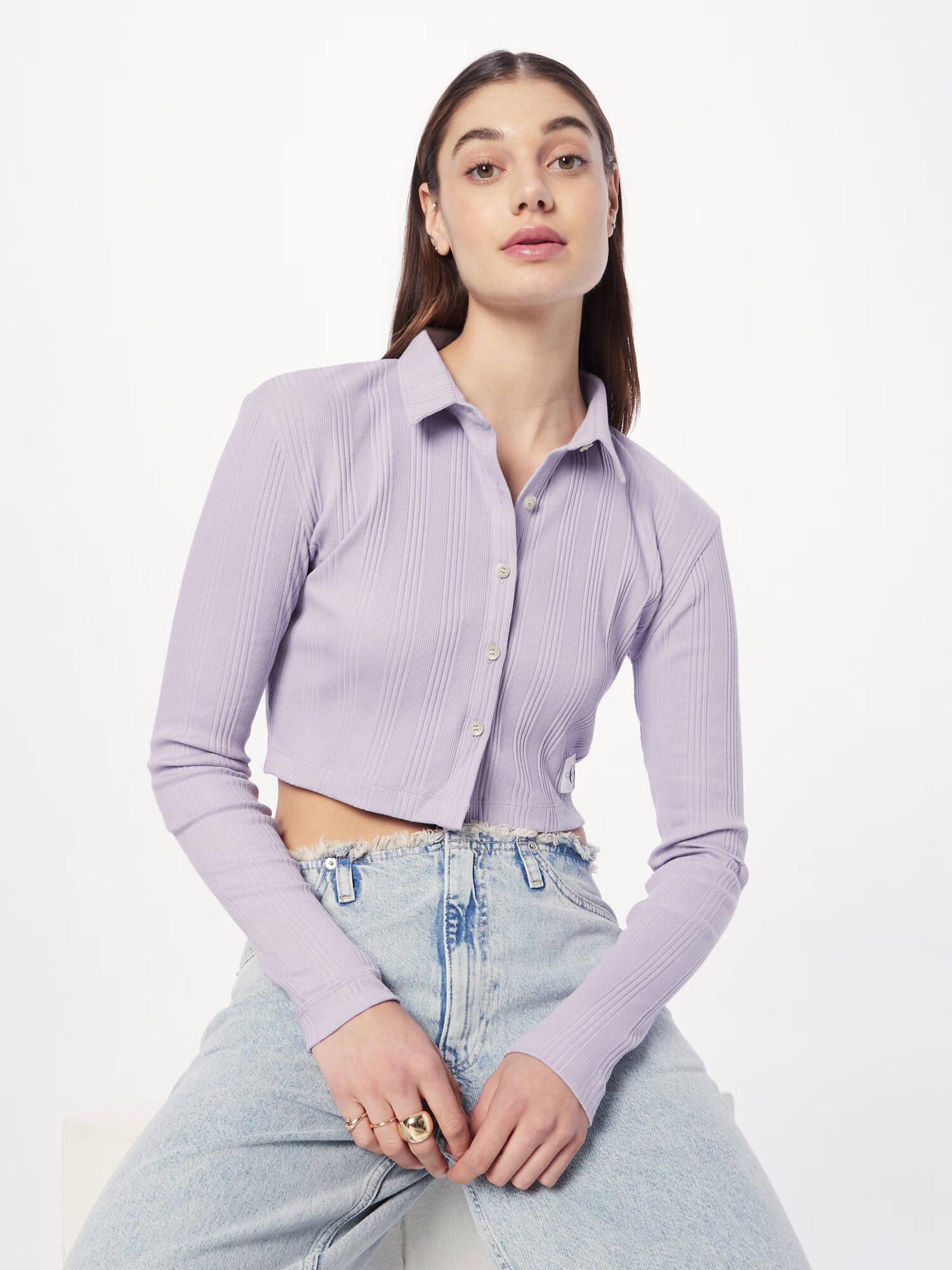 Calvin Klein Jeans Bluza pastelno lila / črna / bela - Pepit.si