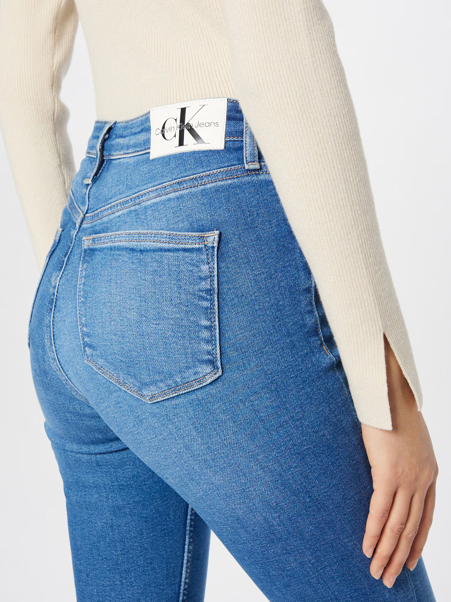 Calvin Klein Jeans Kavbojke moder denim / bela - Pepit.si