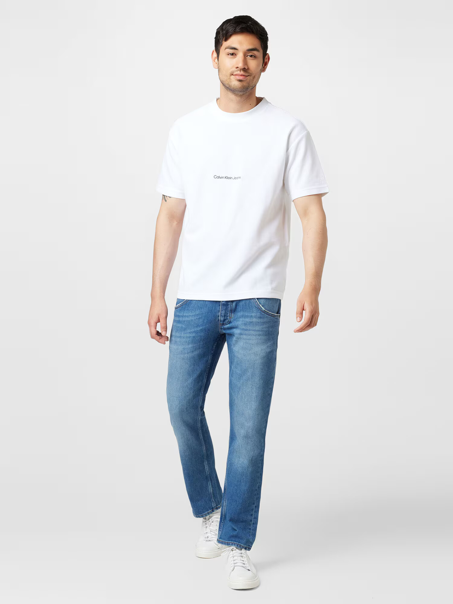 Calvin Klein Jeans Majica 'OTTOMAN' črna / bela - Pepit.si