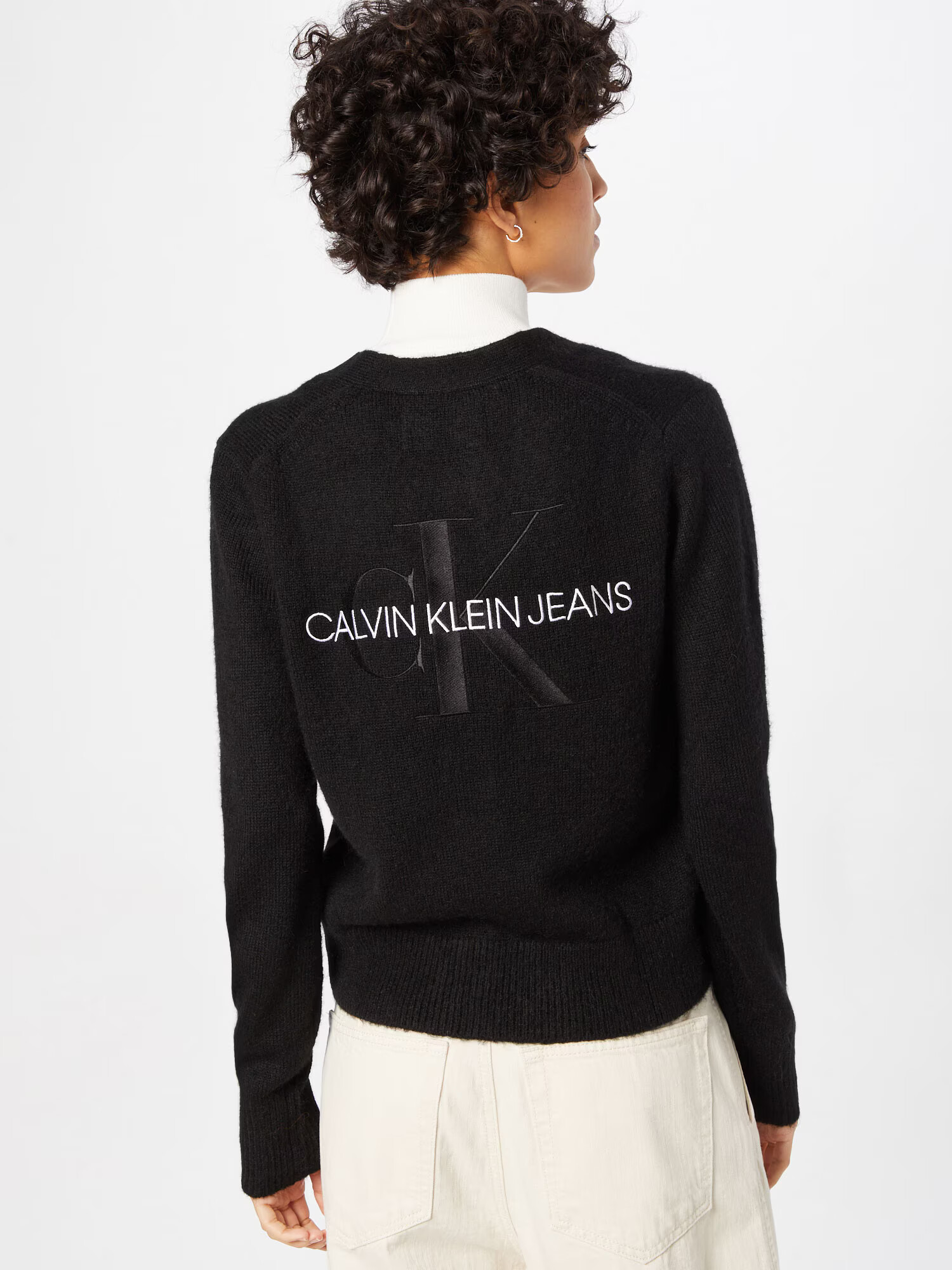 Calvin Klein Jeans Pletena jopa črna / bela - Pepit.si