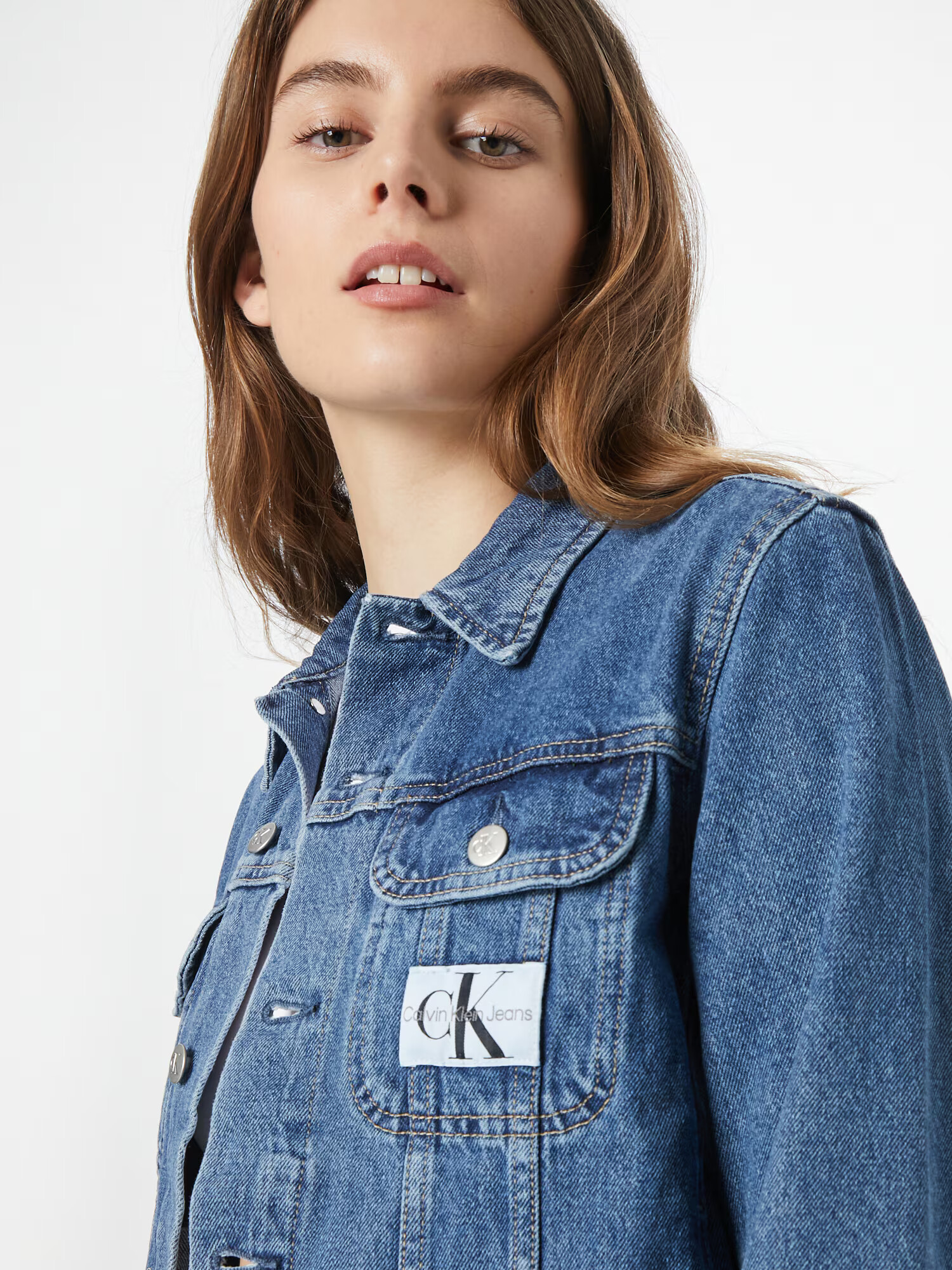 Calvin Klein Jeans Prehodna jakna moder denim / črna / bela - Pepit.si