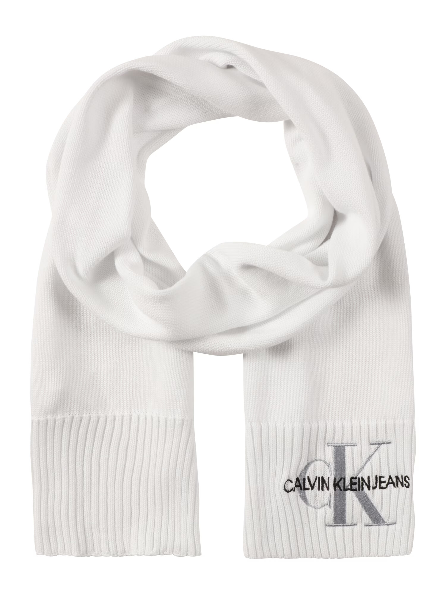 Calvin Klein Jeans Šal 'KNITTED J BASIC WOMEN SCARF' bela - Pepit.si