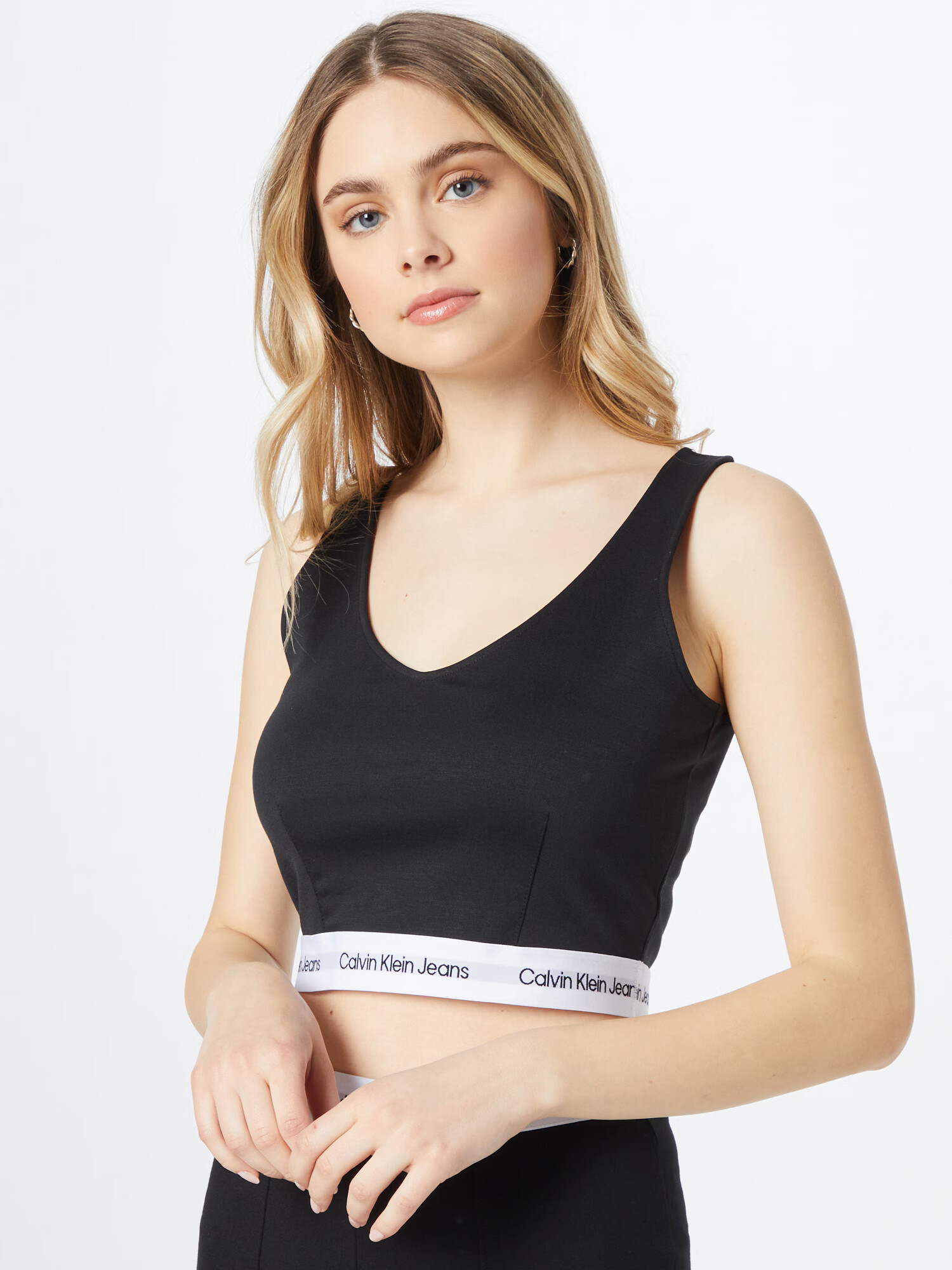 Calvin Klein Jeans Top 'Milano' črna / bela - Pepit.si