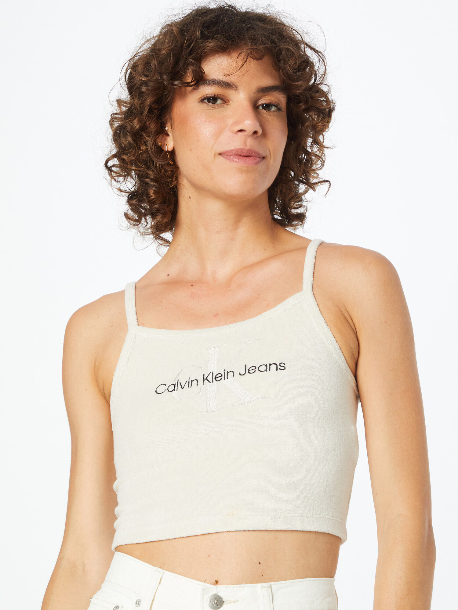 Calvin Klein Jeans Top črna / srebrna / bela - Pepit.si