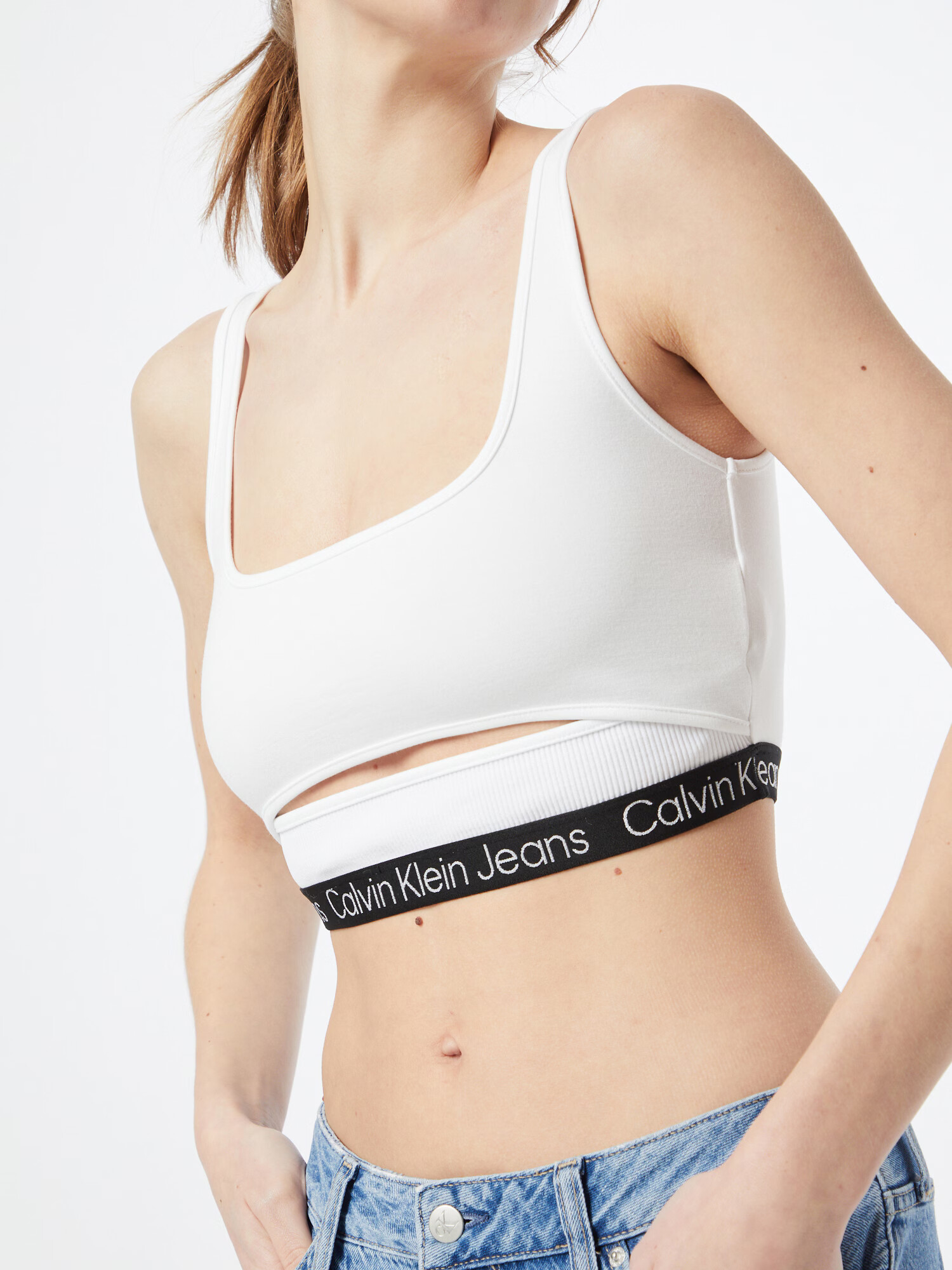 Calvin Klein Jeans Top 'MILANO' črna / bela - Pepit.si