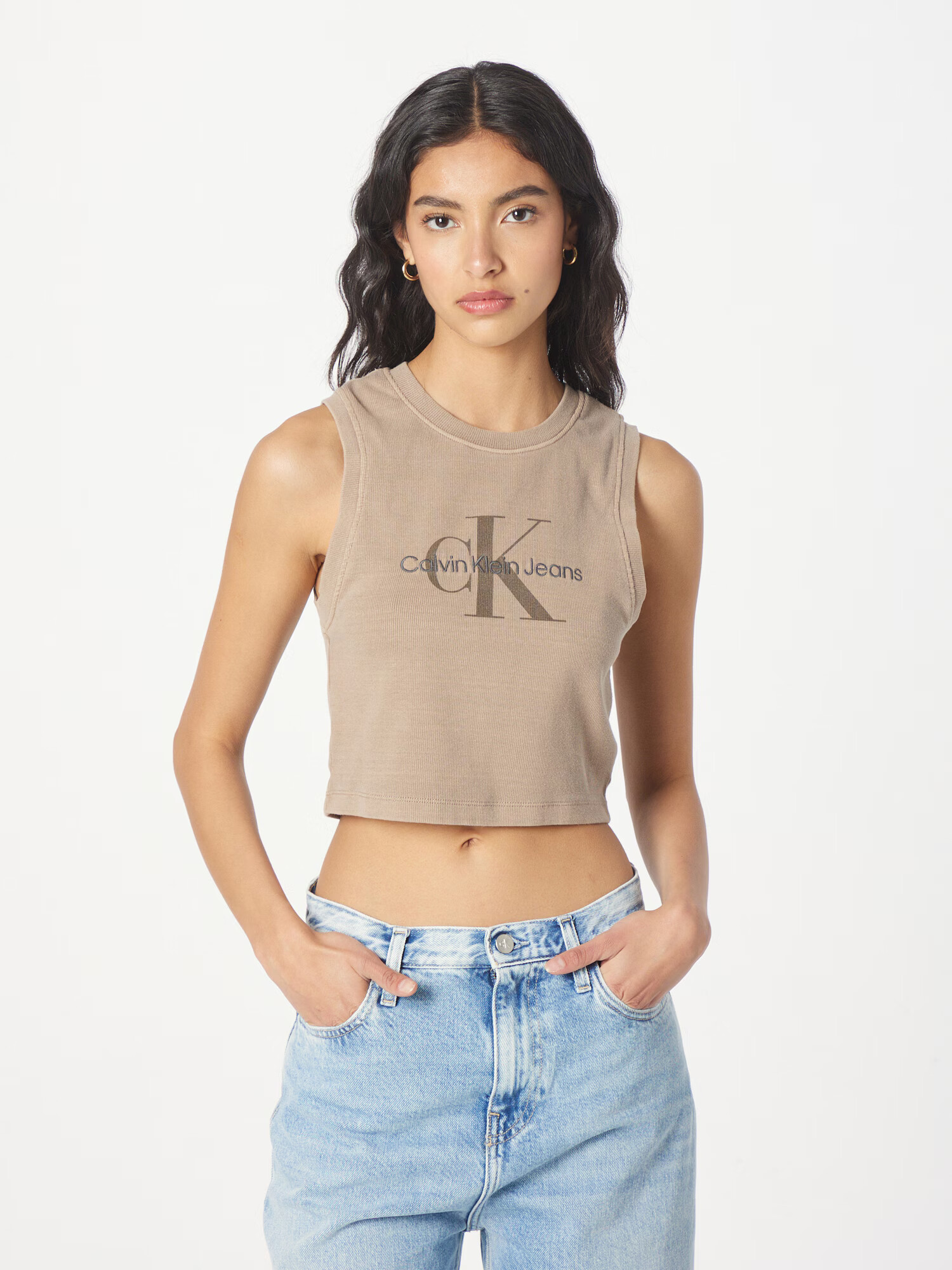 Calvin Klein Jeans Top 'MINERAL' temno rjava / antracit / barva blata - Pepit.si