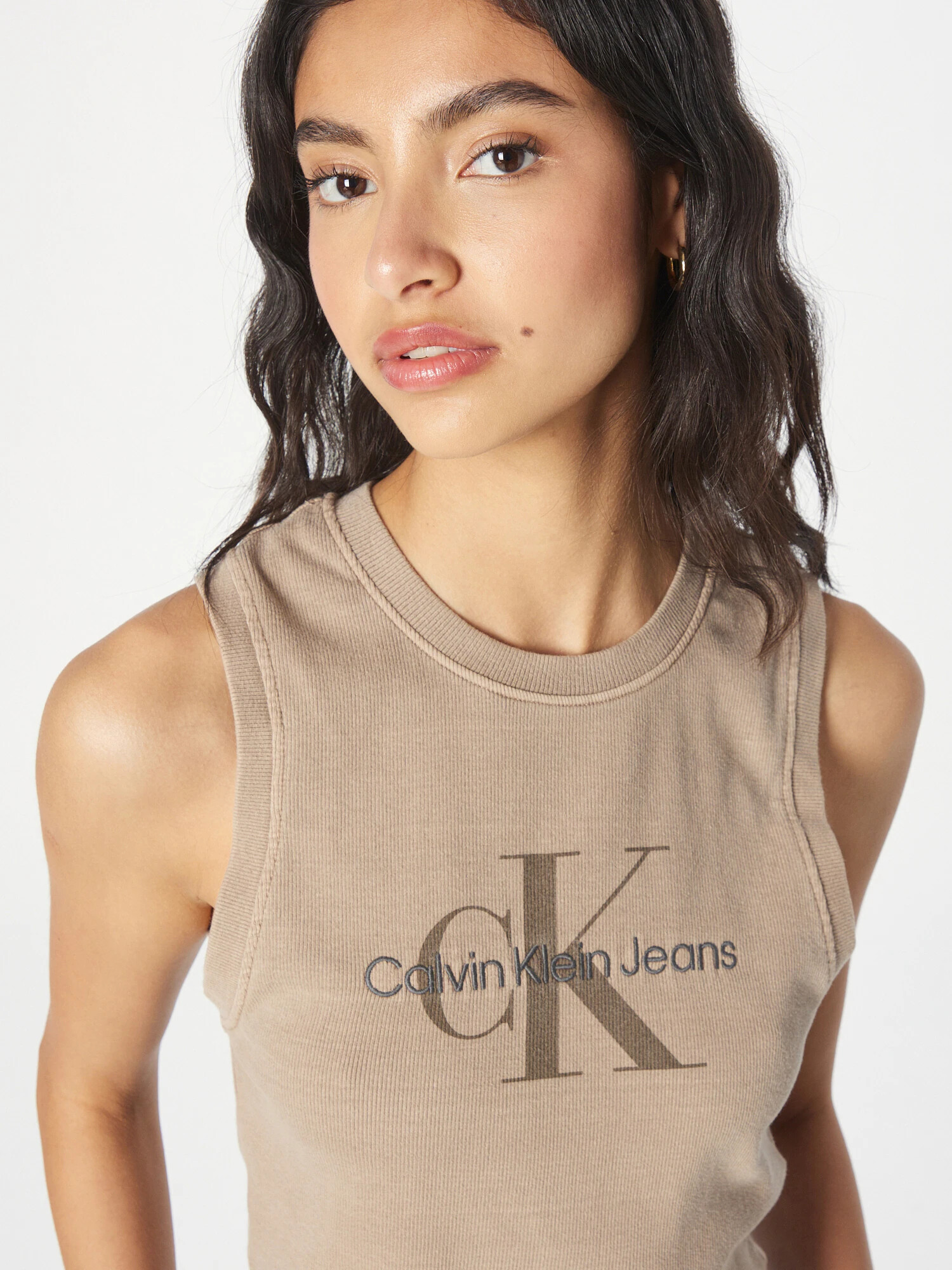 Calvin Klein Jeans Top 'MINERAL' temno rjava / antracit / barva blata - Pepit.si