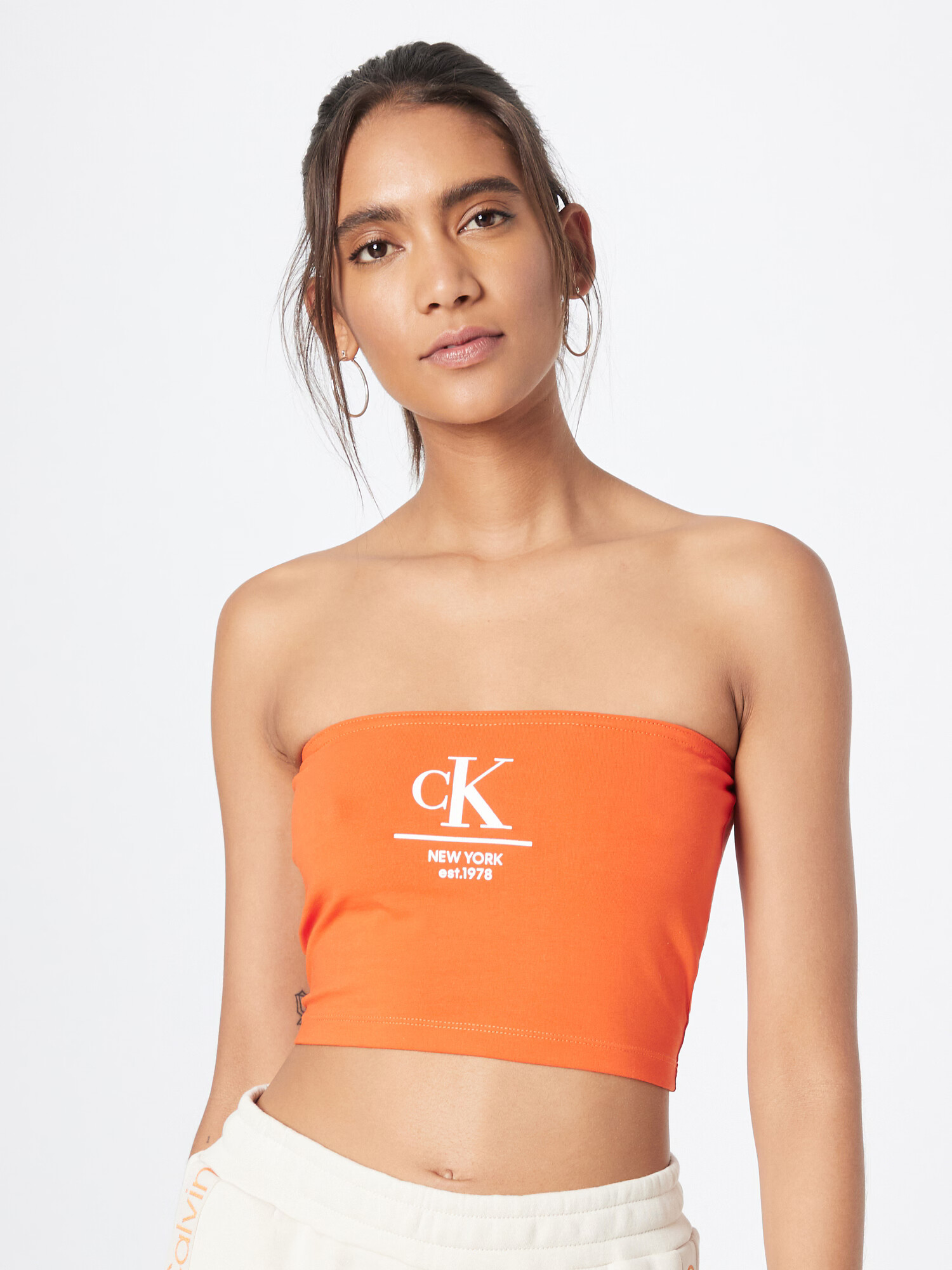 Calvin Klein Jeans Top oranžna / bela - Pepit.si