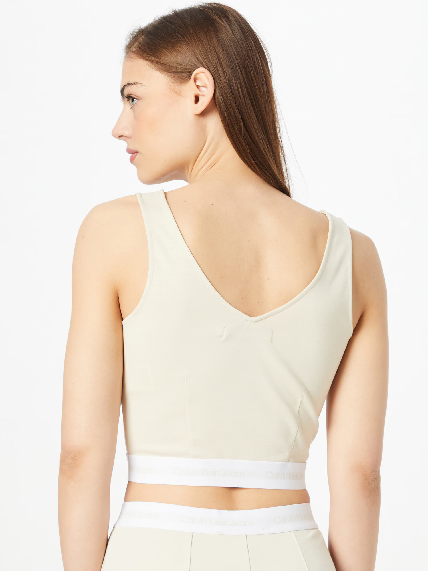 Calvin Klein Jeans Top pesek / bela - Pepit.si