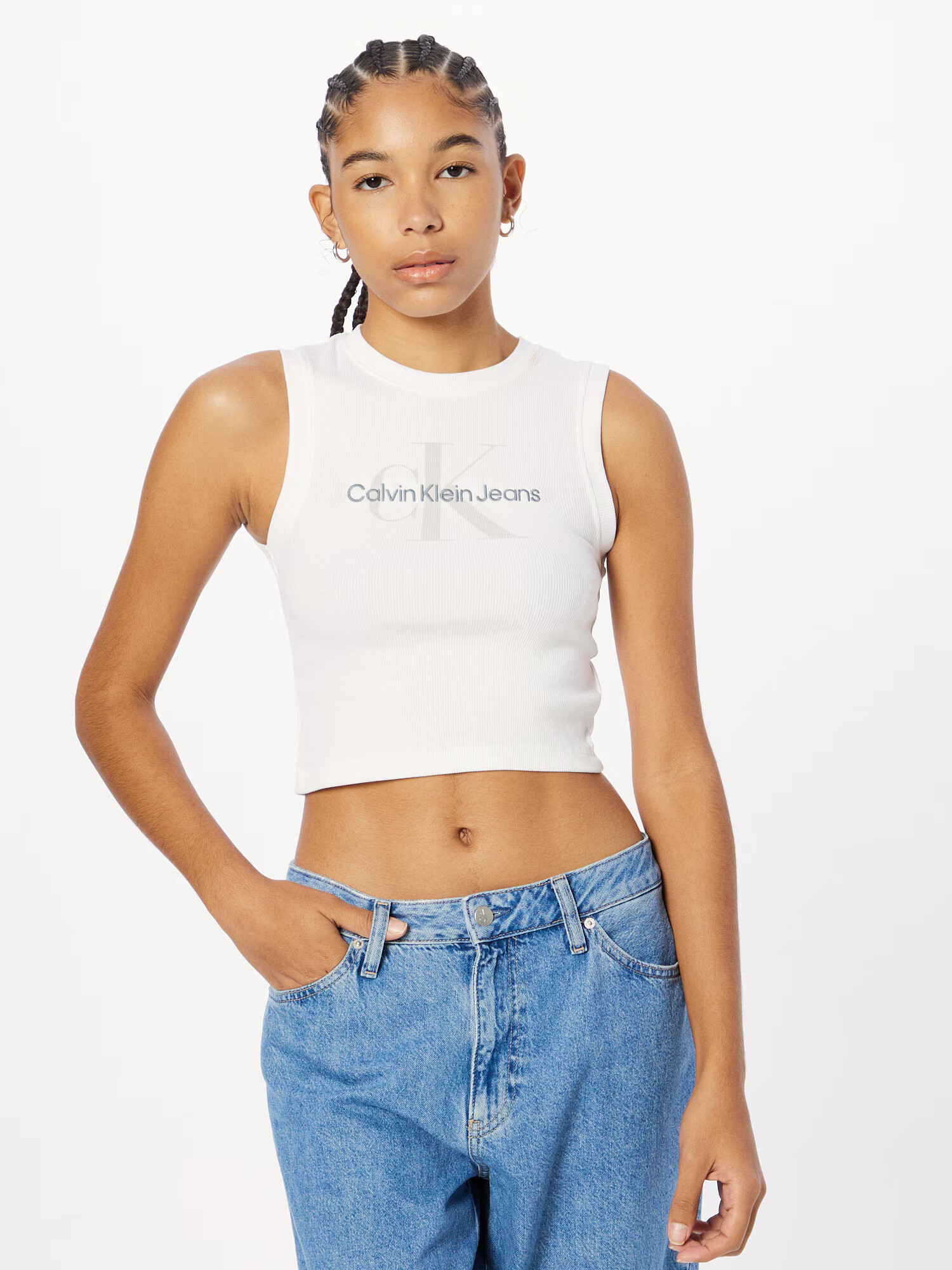 Calvin Klein Jeans Top siva / črna / bela - Pepit.si