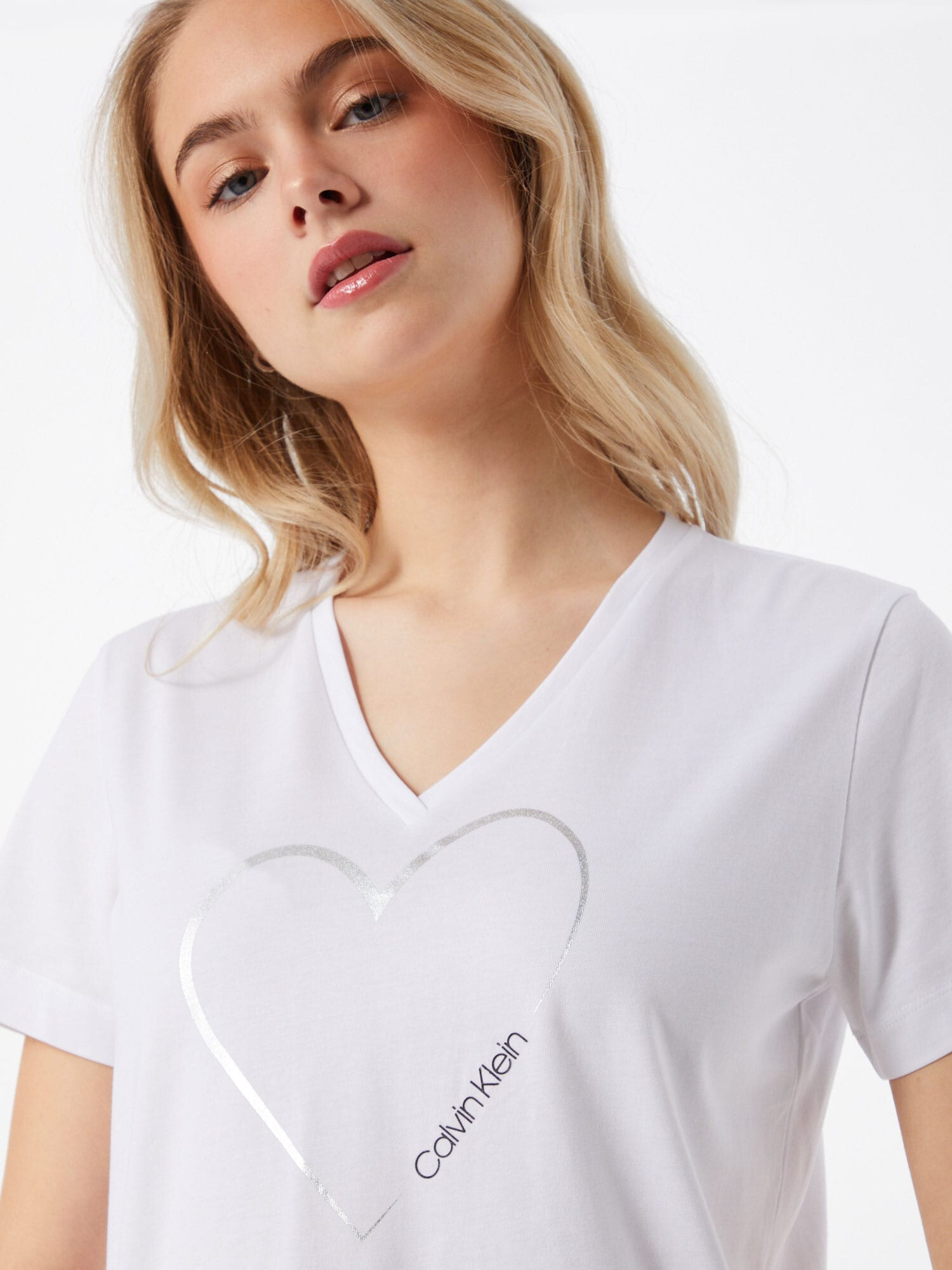 Calvin Klein Majica 'VALENTINES' črna / srebrna / bela - Pepit.si