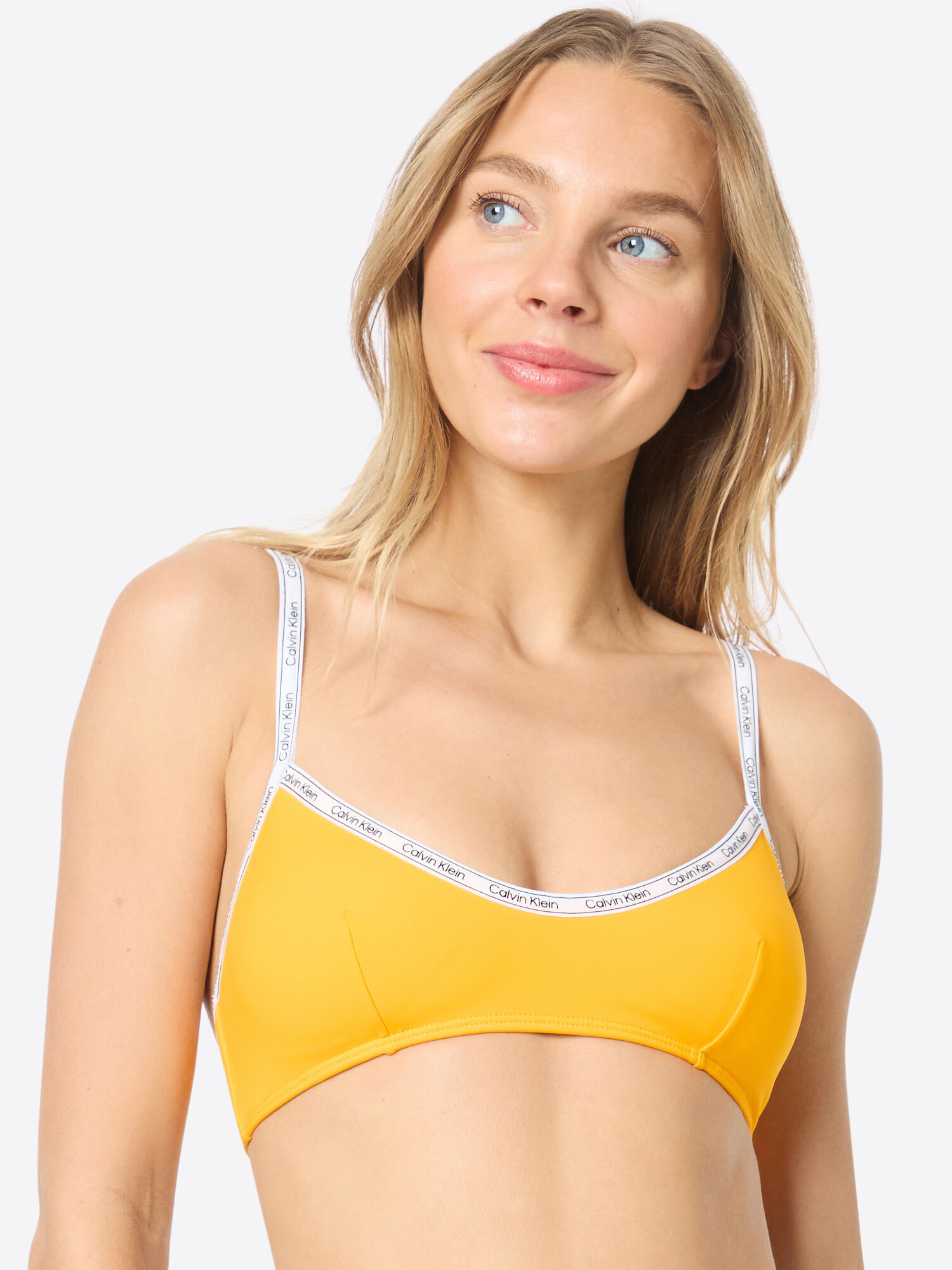 Calvin Klein Swimwear Bikini zgornji del 'BRALETTE' zlato-rumena / črna / bela - Pepit.si