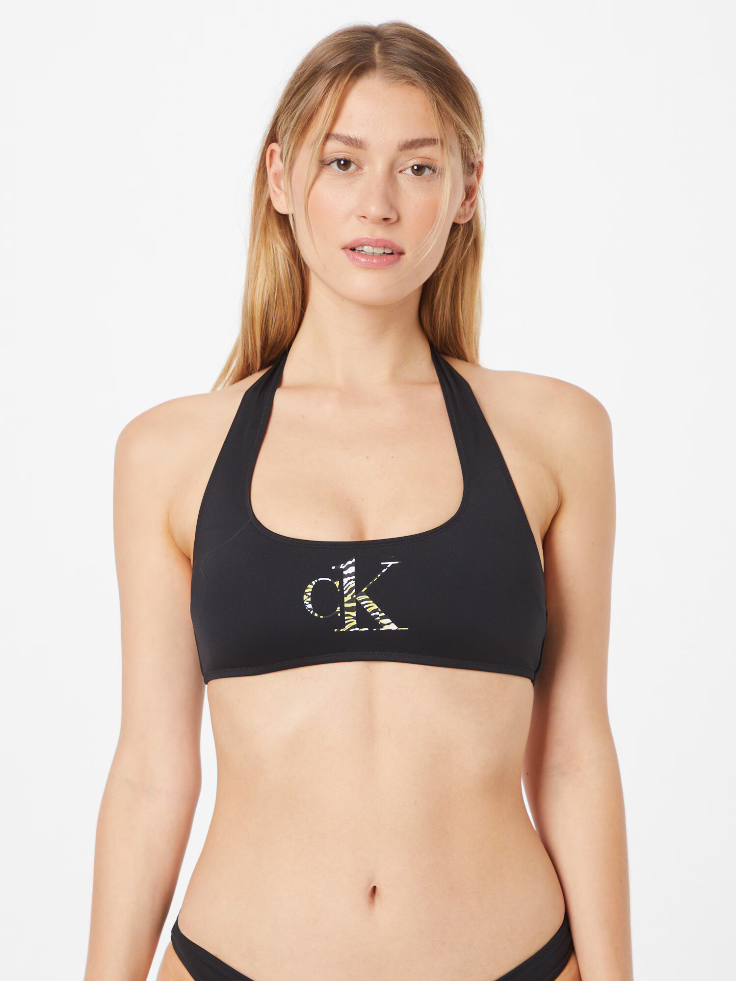 Calvin Klein Swimwear Bikini zgornji del rumena / črna / bela - Pepit.si