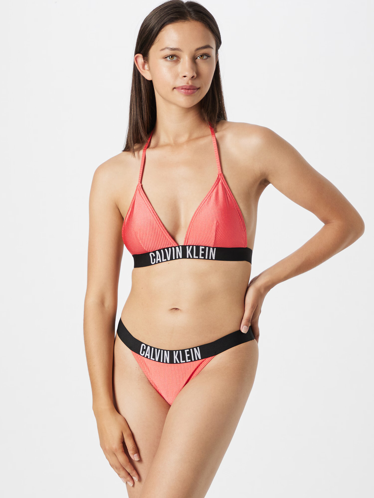 Calvin Klein Swimwear Bikini zgornji del losos / črna / bela - Pepit.si