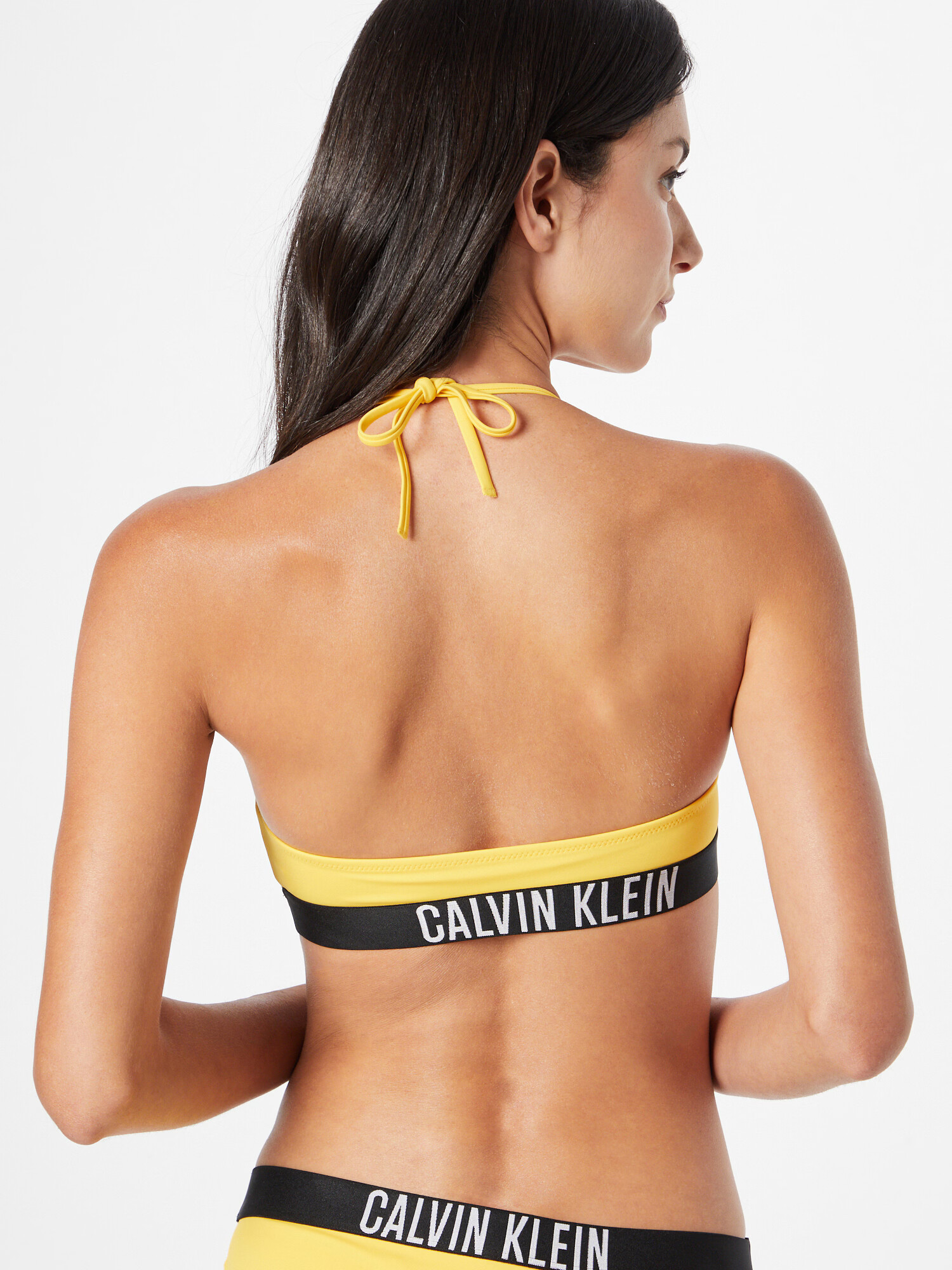 Calvin Klein Swimwear Bikini zgornji del rumena / črna / bela - Pepit.si