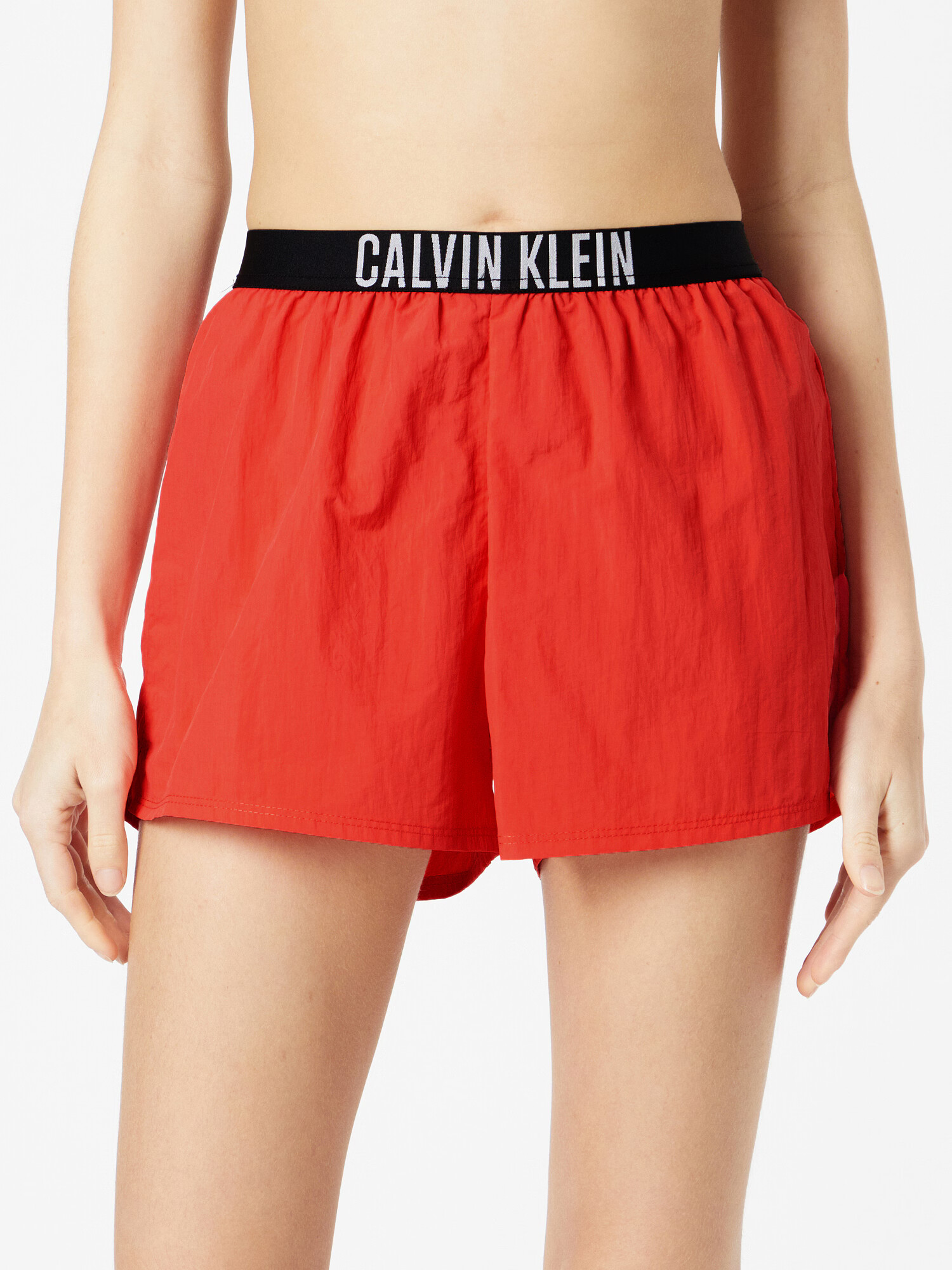 Calvin Klein Swimwear Kratke kopalne hlače rdeča / črna / bela - Pepit.si