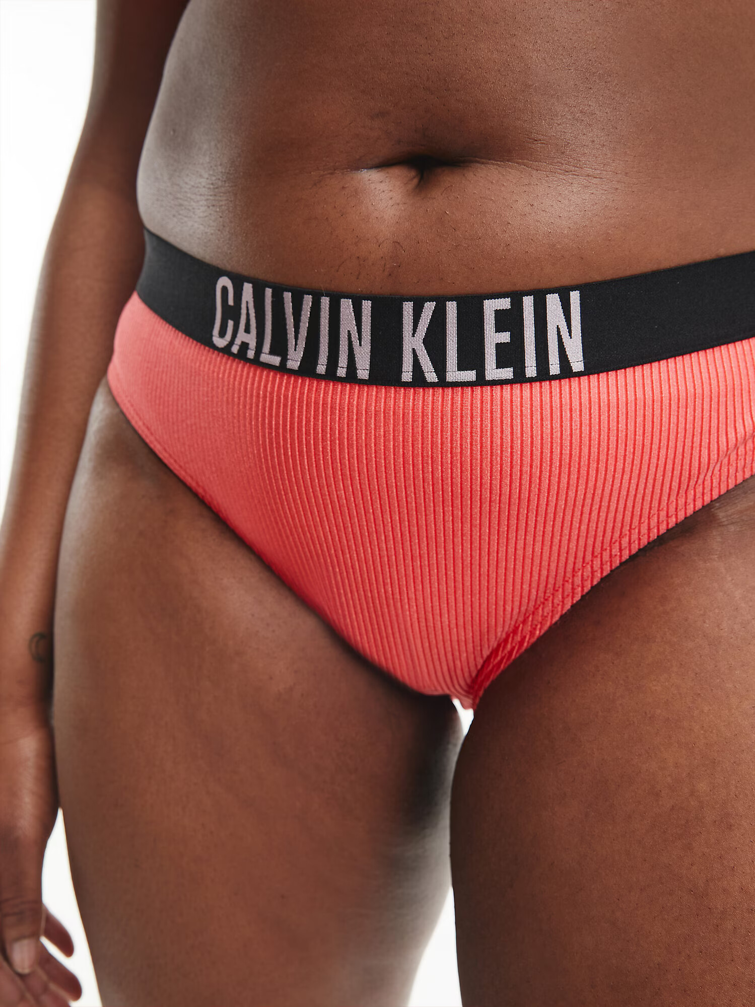 Calvin Klein Swimwear Plus Bikini hlačke marelica / črna / bela - Pepit.si