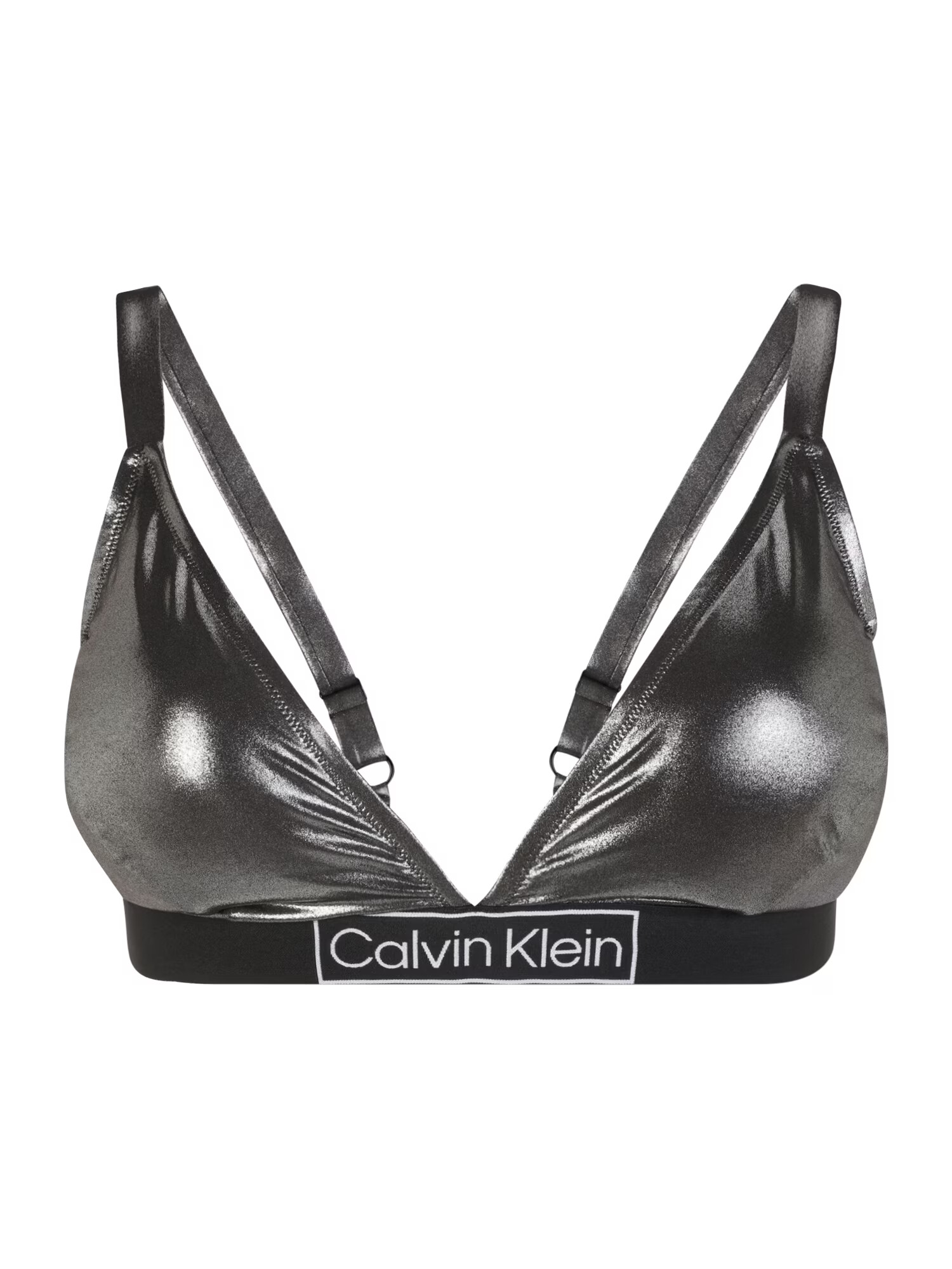 Calvin Klein Swimwear Plus Bikini zgornji del srebrno-siva / črna / bela - Pepit.si