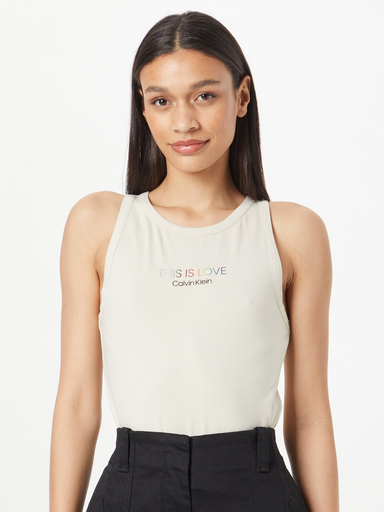 Calvin Klein Top 'PRIDE' svetlo modra / kamen / rdeča / črna - Pepit.si