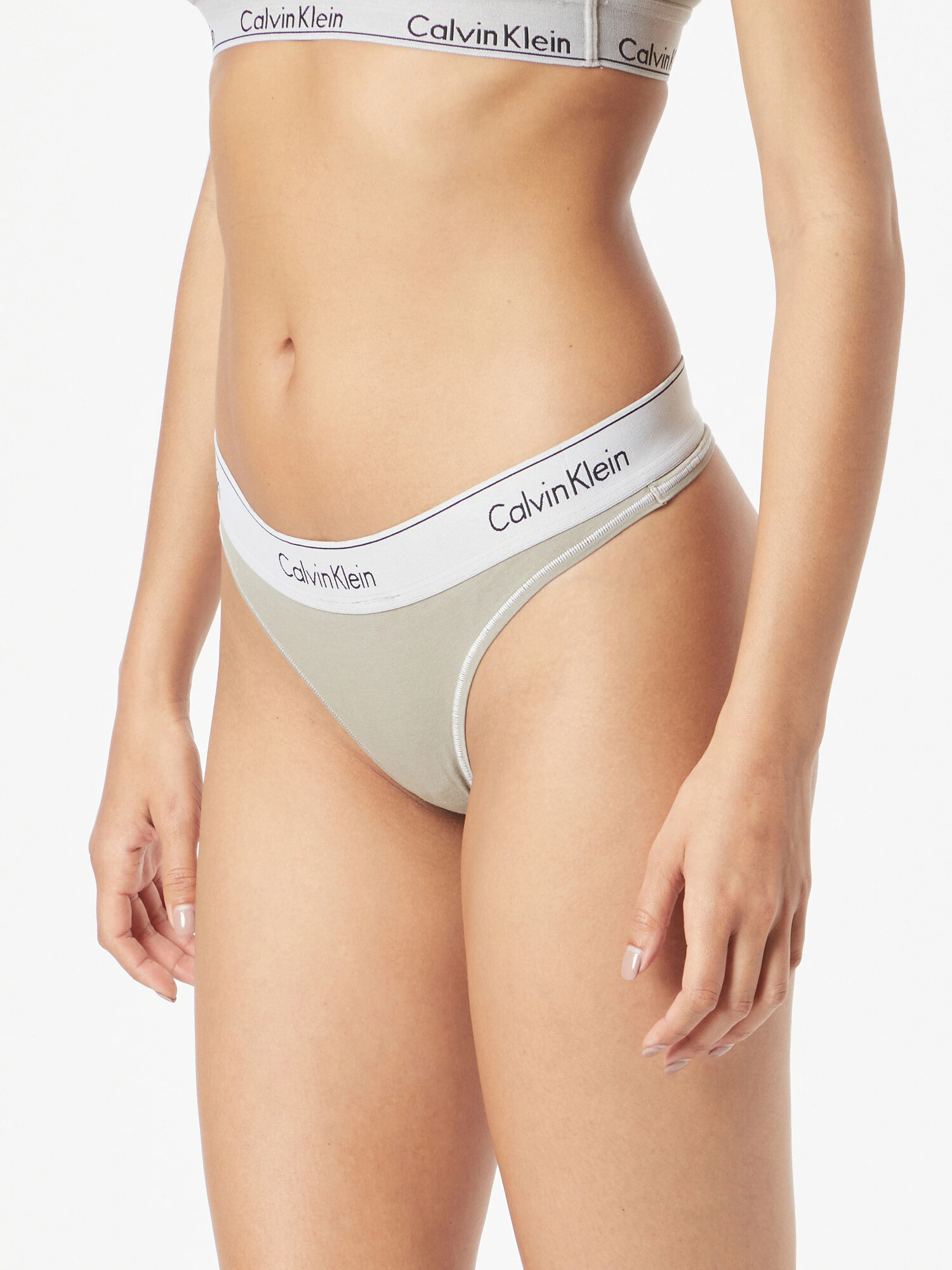 Calvin Klein Underwear Tangice svetlo siva / kaki / črna - Pepit.si